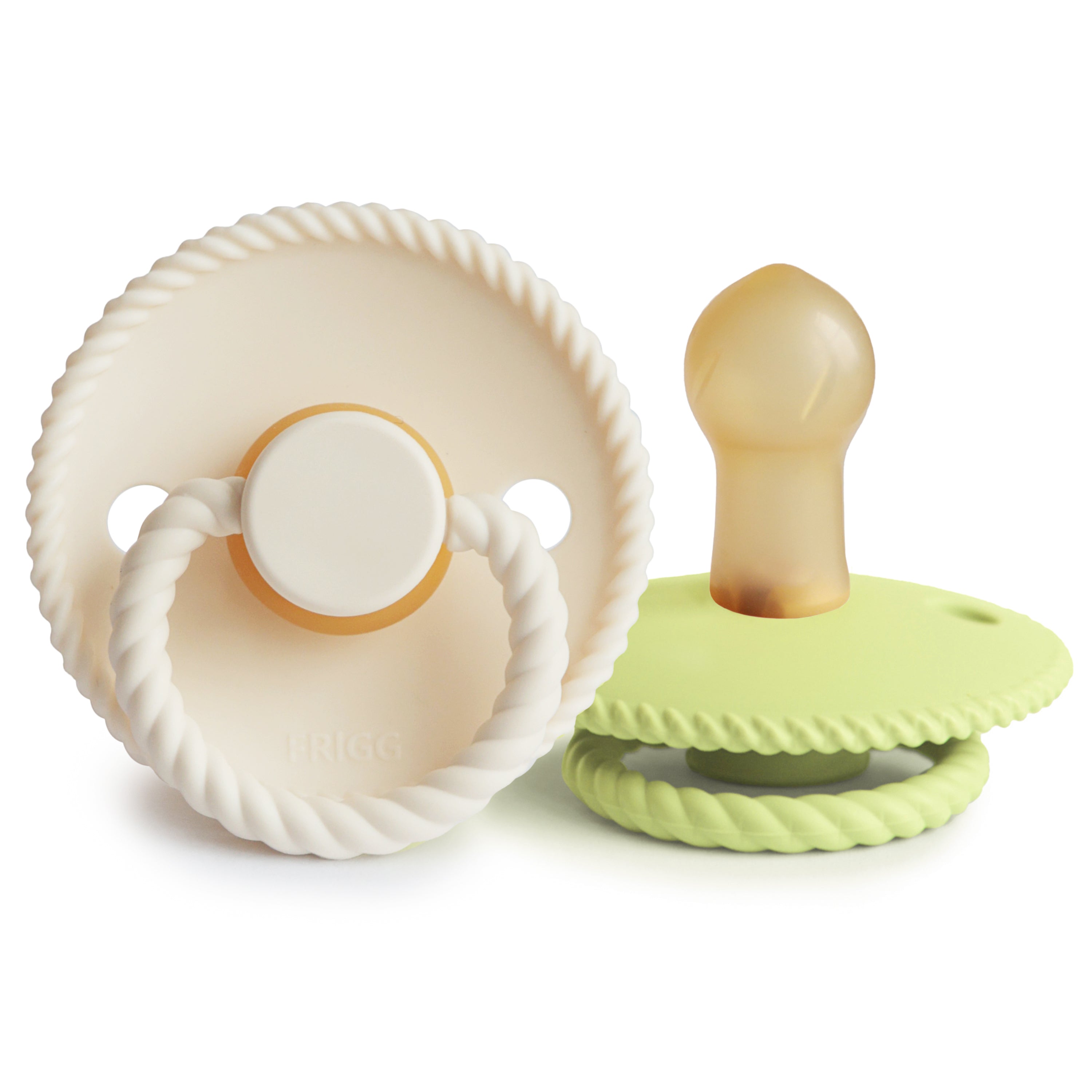 FRIGG Rope Natural Rubber Pacifier 2 - Pack - Tenth & Pine - FRIGG PACIFIERS - 0 - 6 months - Cream/Green Tea