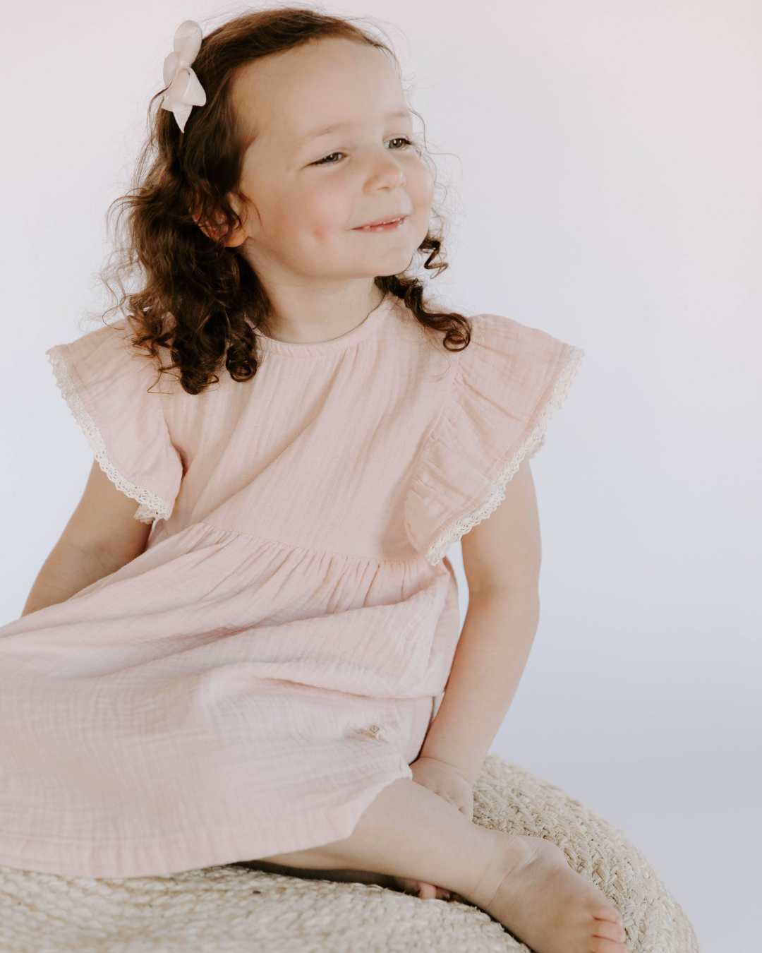 Organic Cotton Muslin Flutter Sleeve Dress