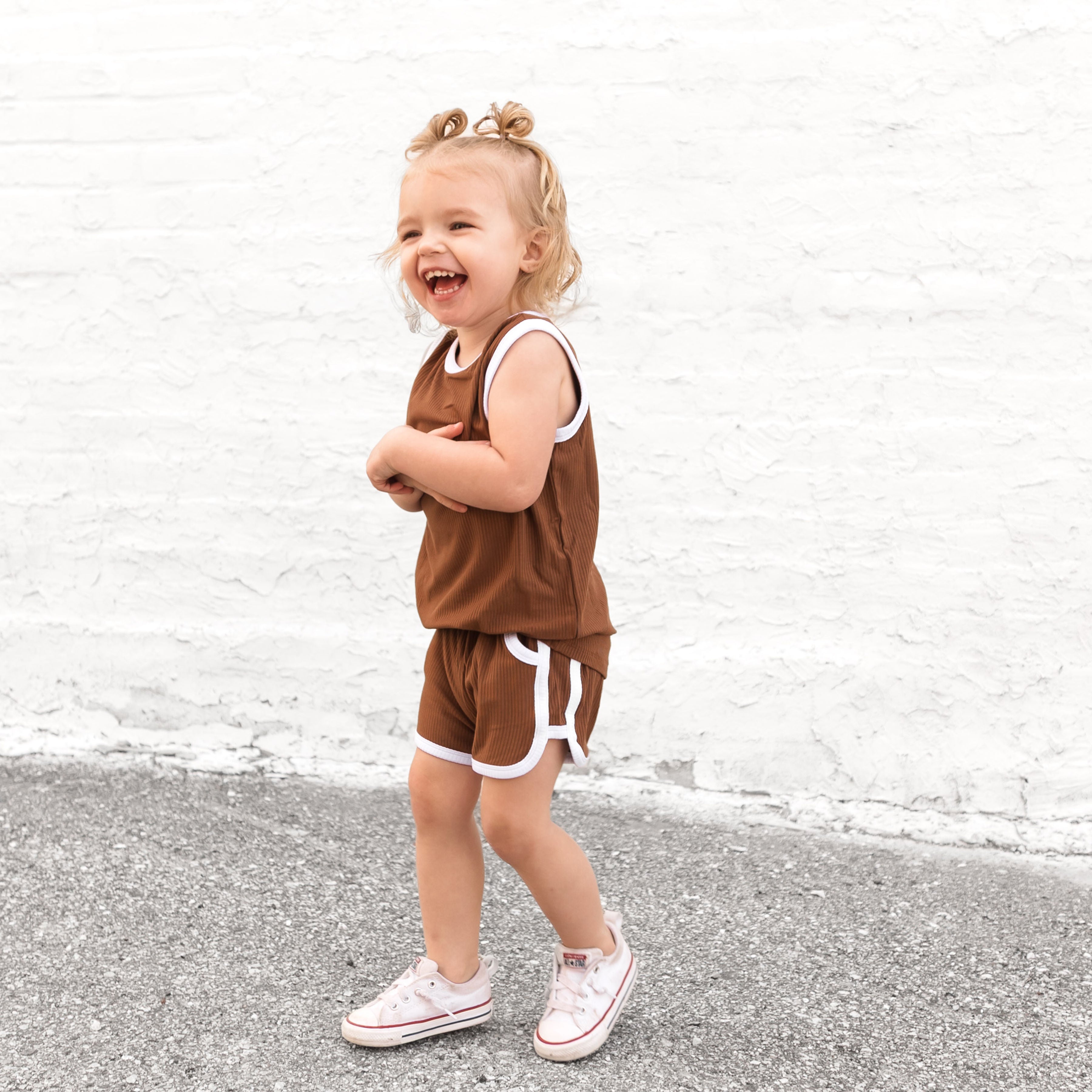 TRACK SHORTS SET- Bamboo Rib Sienna