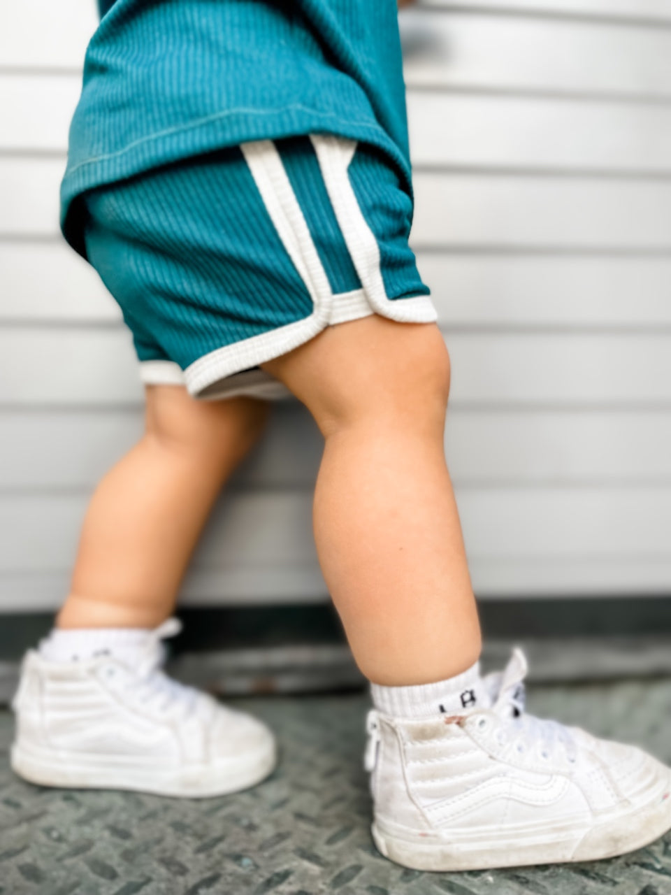 TRACK SHORTS SET- Bamboo Rib Peacock