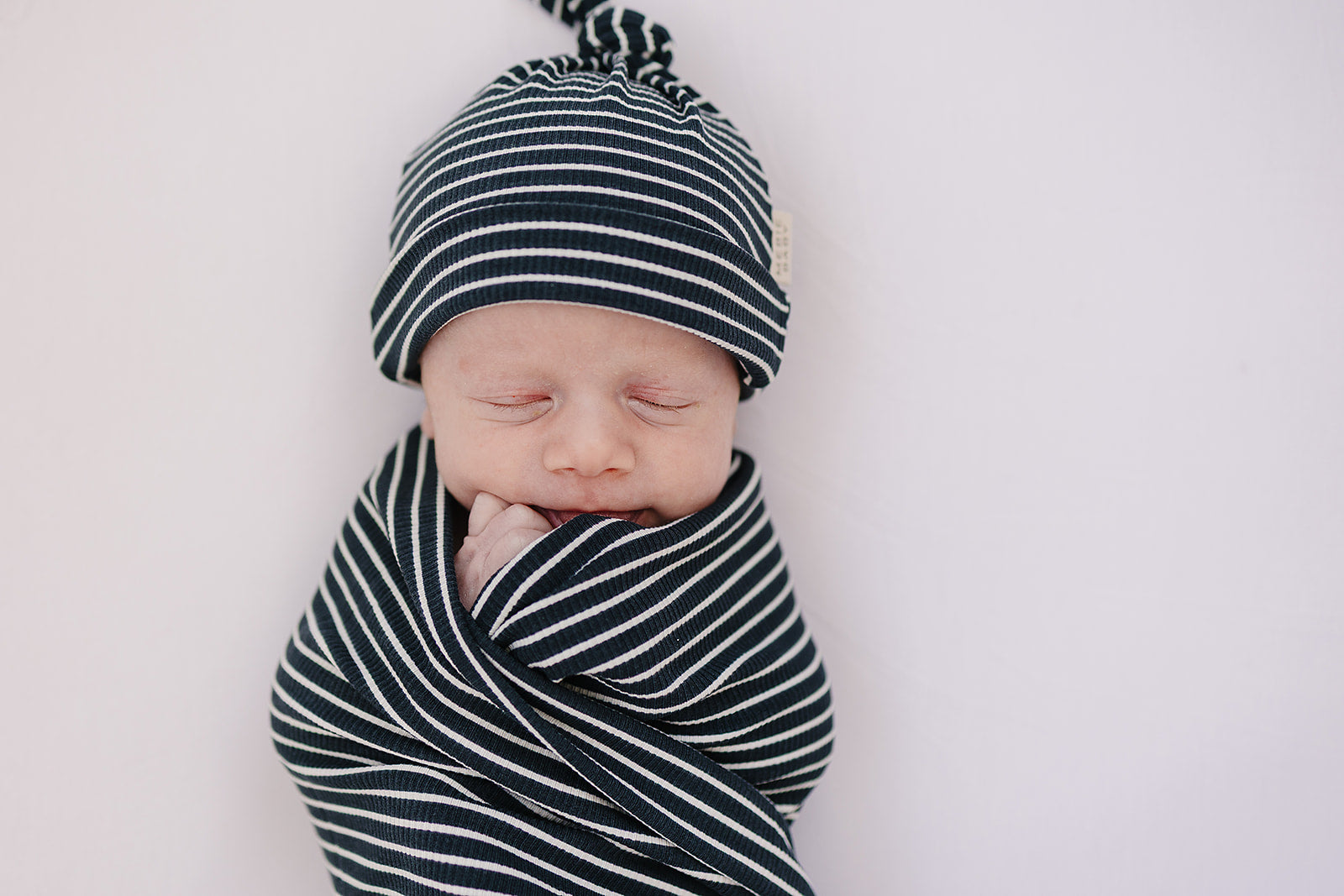 Navy Stripes Ribbed Bamboo Stretch Swaddle