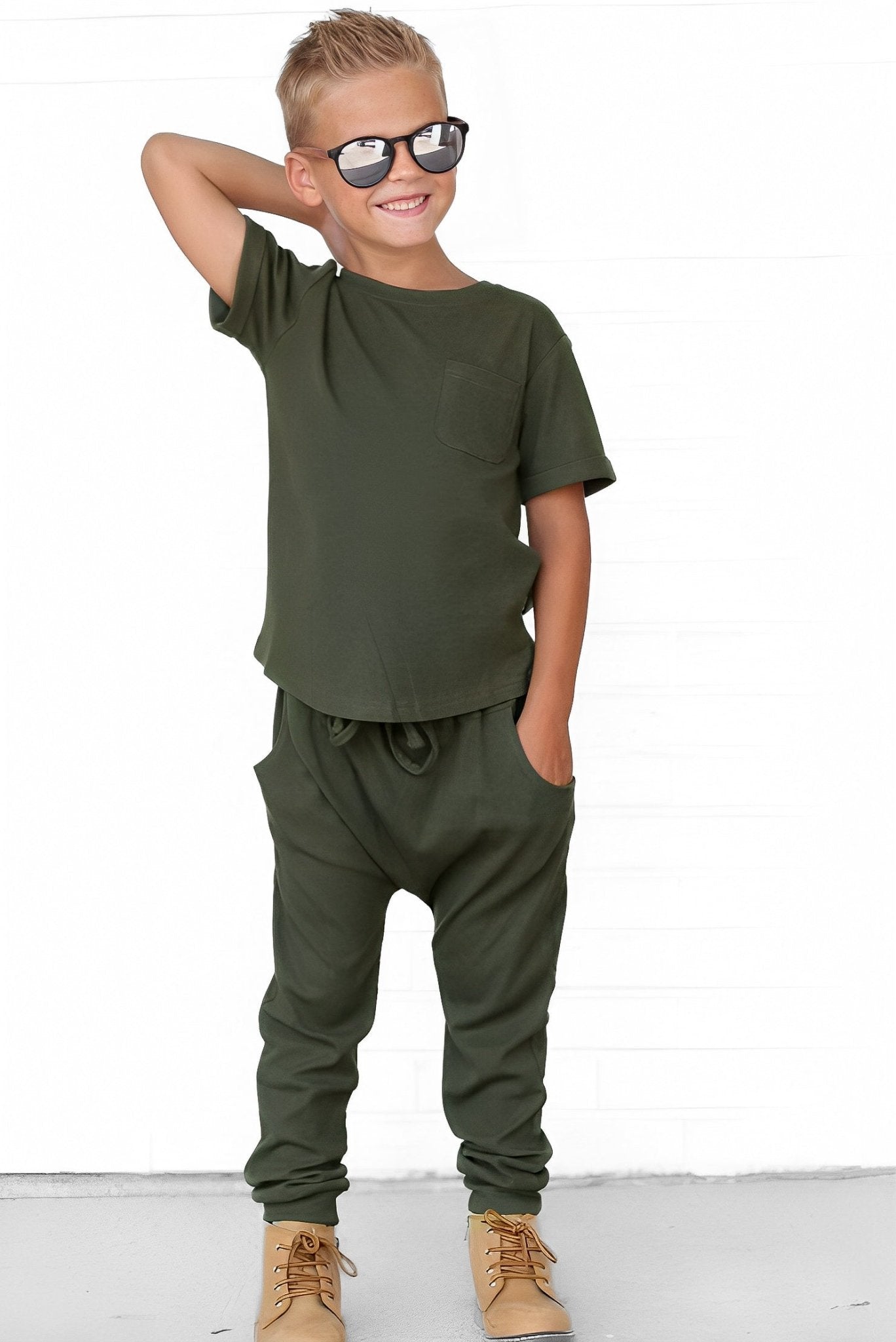 BAMBOO RIBBED POCKET TEE - HUNTER - Tenth & Pine - 3 - 6M