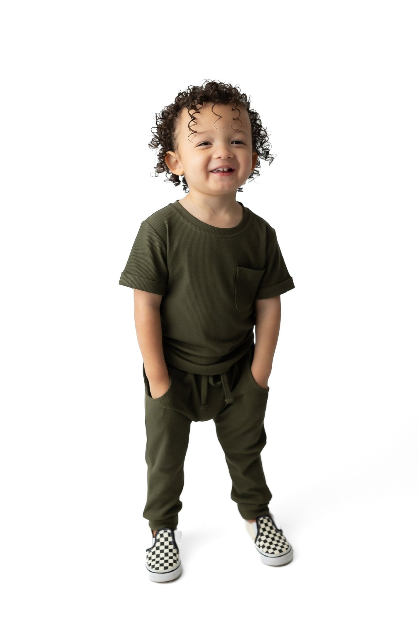 BAMBOO RIBBED POCKET TEE - HUNTER - Tenth & Pine - 3 - 6M