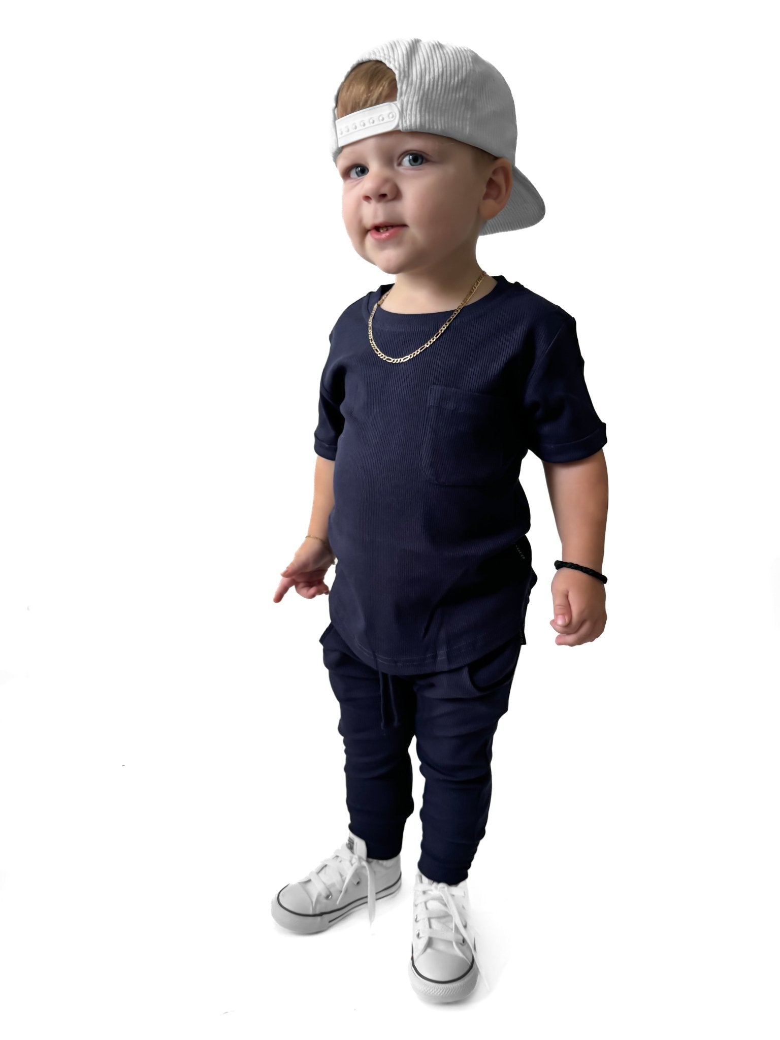 BAMBOO RIBBED POCKET TEE - NAVY - Tenth & Pine - 3 - 6M