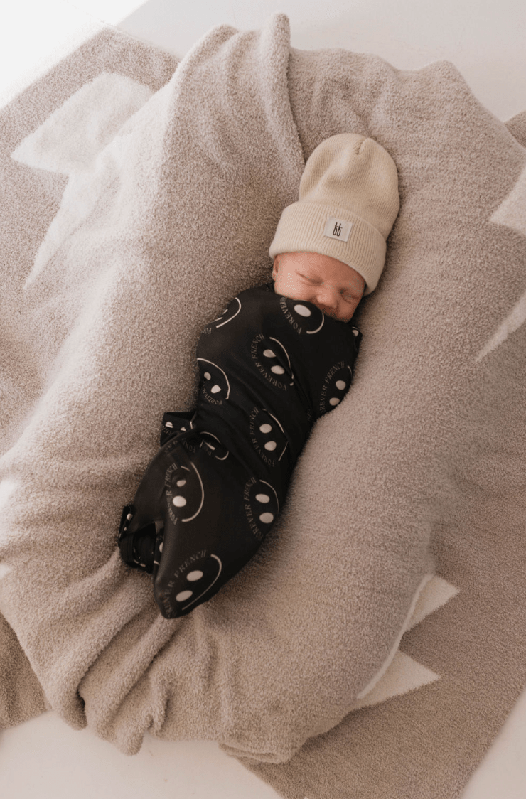 Bamboo Swaddle | Charcoal & White ff Smile - Tenth & Pine -