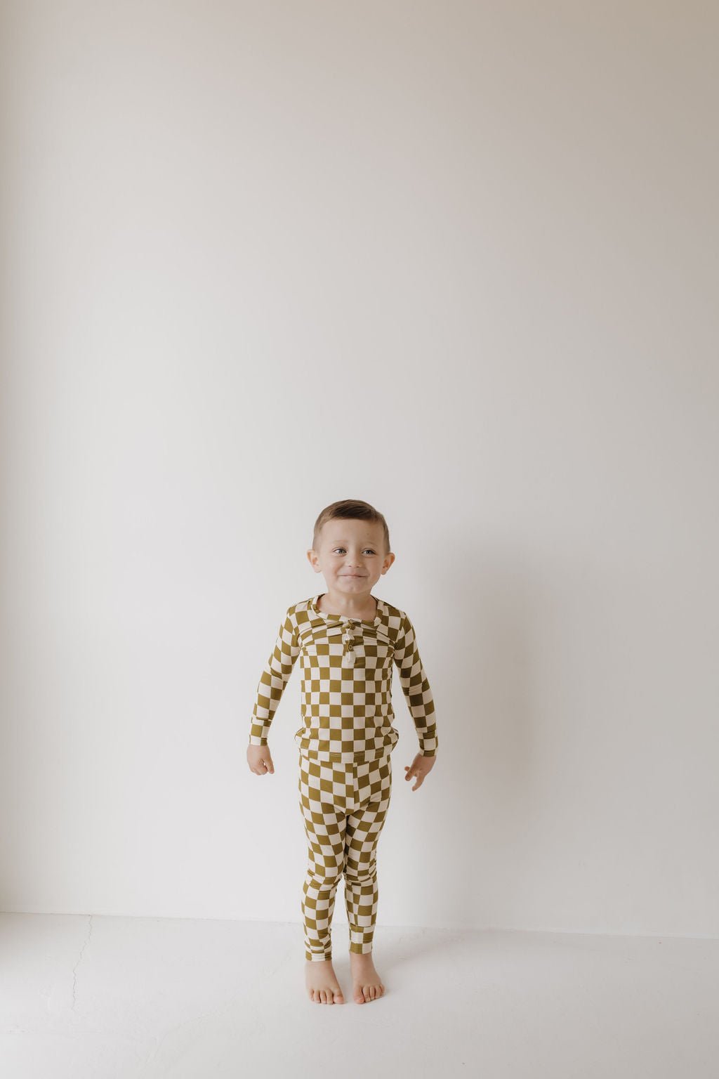 Bamboo Two Piece Pajamas | Olive Checkerboard - Tenth & Pine - Pajamas - 2/3 Years