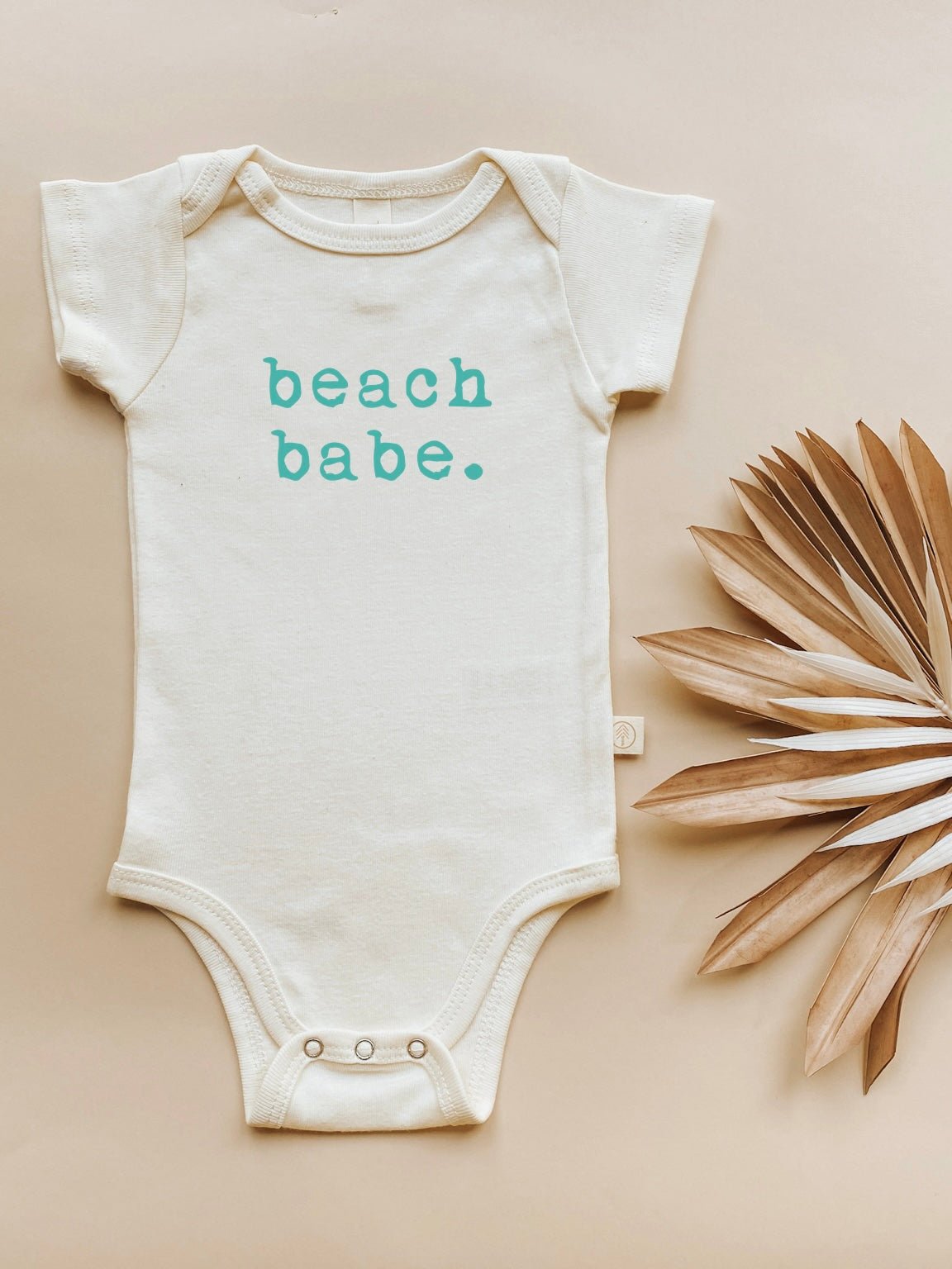 Beach Babe Seafoam Organic Cotton Short Sleeve Baby Bodysuit - Tenth & Pine - Short Sleeve Onesie - 0 - 3M - Tenth & Pine