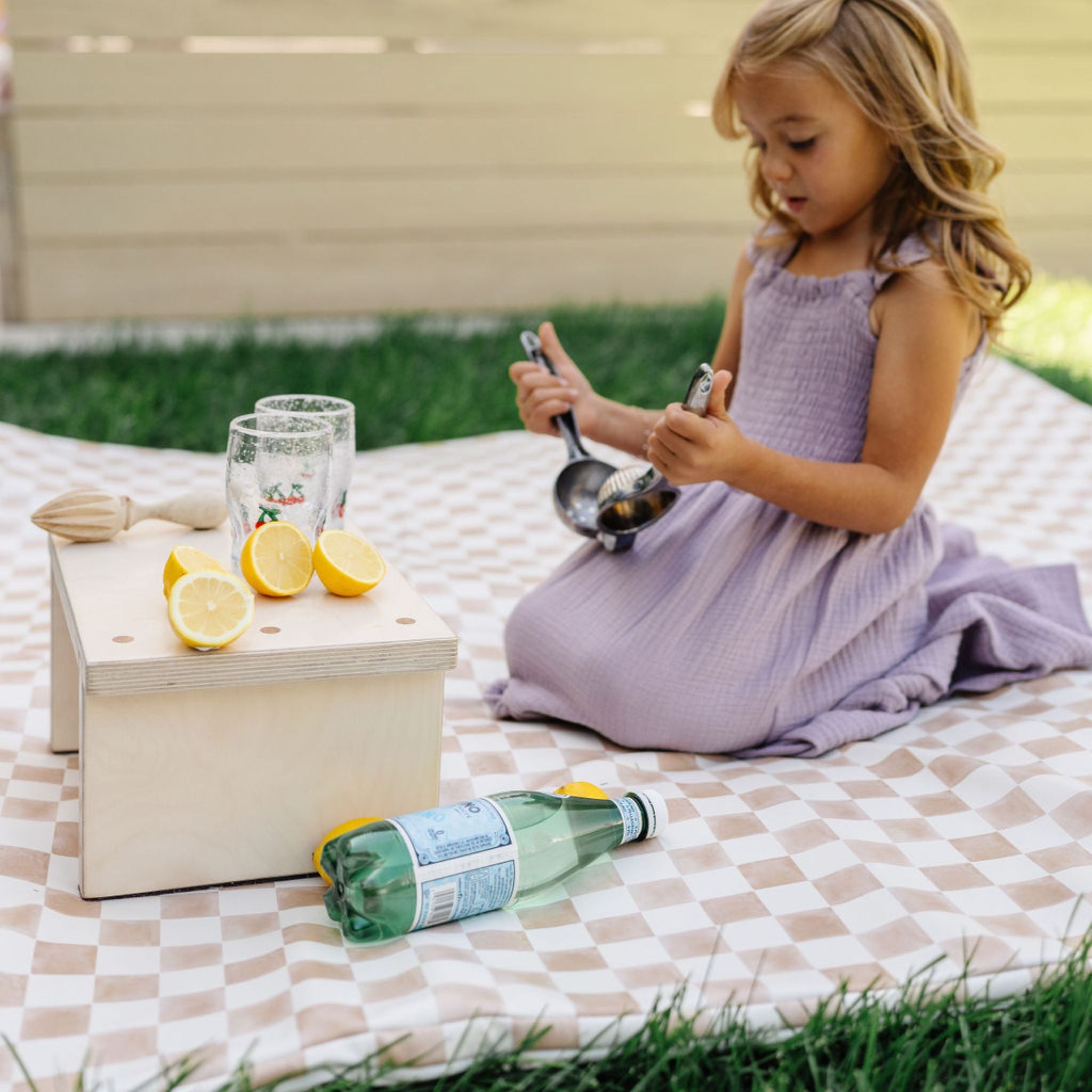 Checker Toffee Vegan Leather Mat - Tenth & Pine - Vegan Leather Padded Mat - Mega