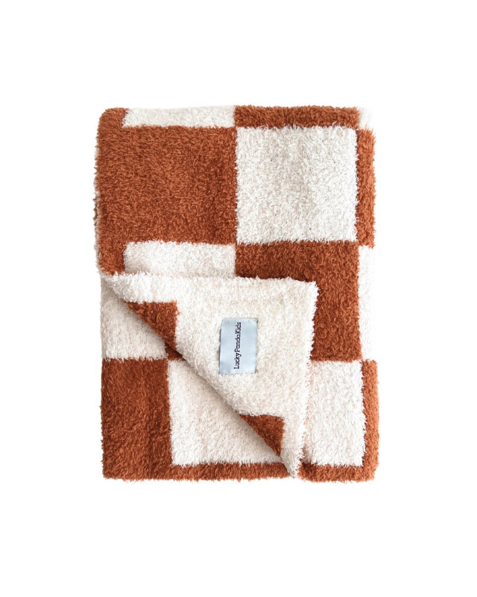 Checkered Plush Blanket | Copper - Tenth & Pine - Plush Blanket -
