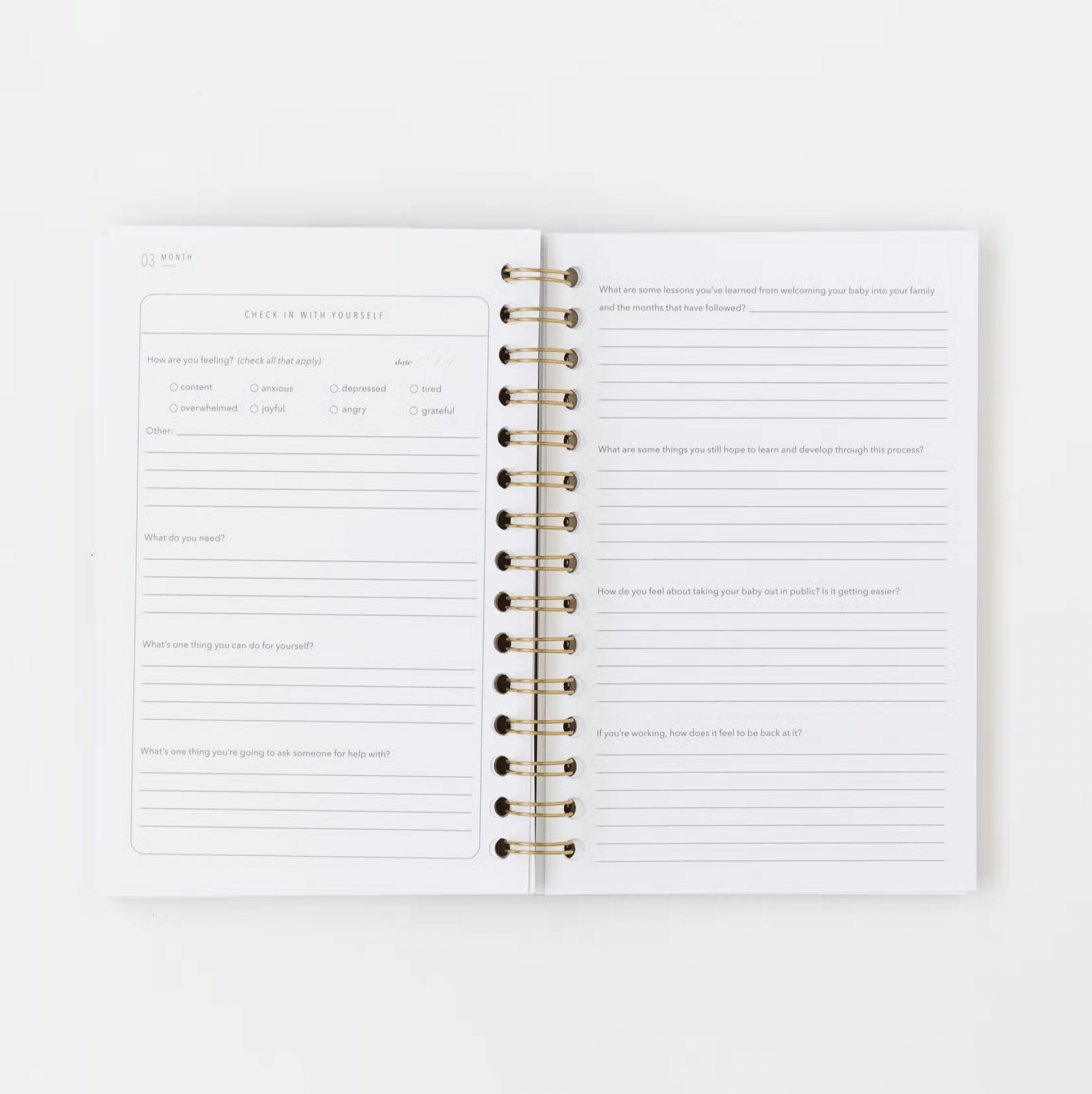 Coil - Bound Postpartum Journal (Cashew) - Tenth & Pine -