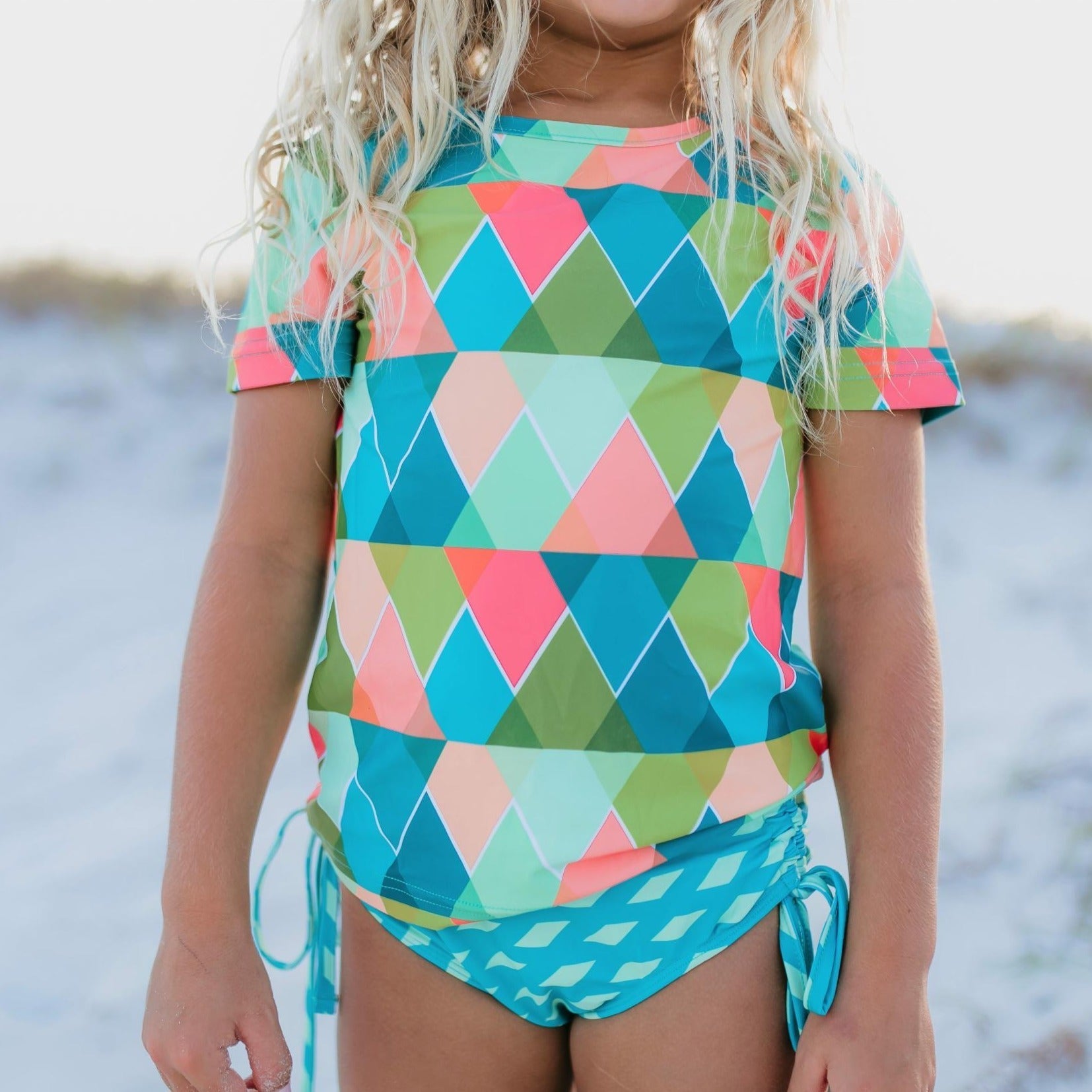 Diamond Rash Guard Swimsuit - Tenth & Pine - Swimsuit - 3 - Oopsie Daisy