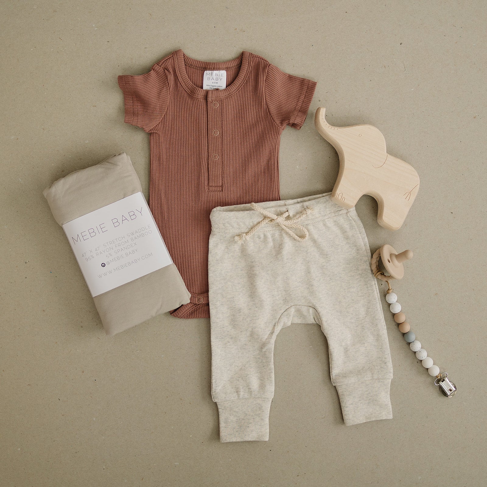 Dusty Rose Organic Cotton Ribbed Snap Bodysuit - Tenth & Pine - NB - Mebie Baby