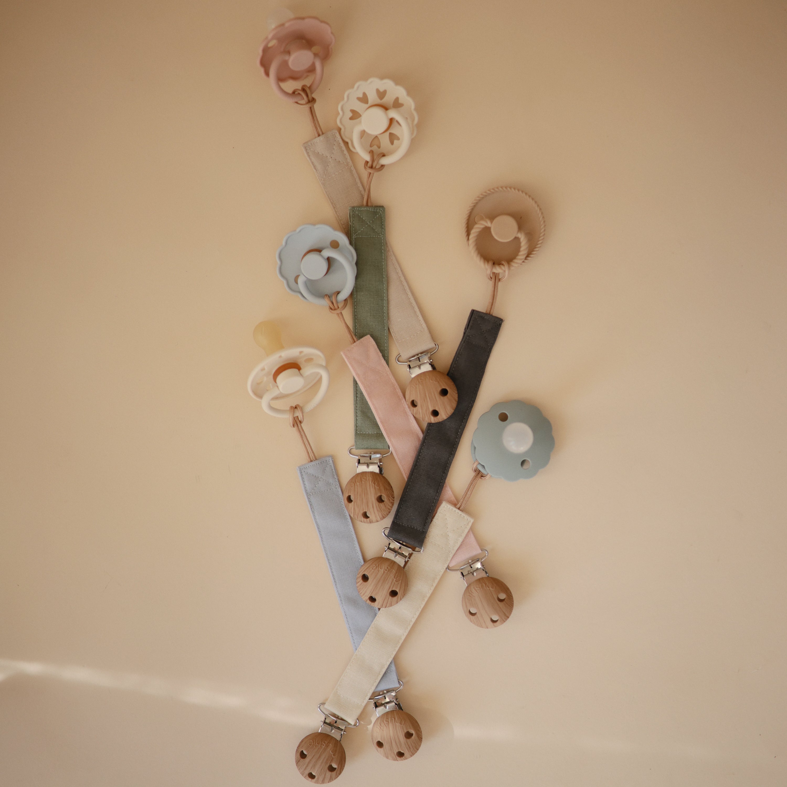 Linen Pacifier Clip 2 - Pack - Tenth & Pine - Pacifier Clip - Blush/Cream