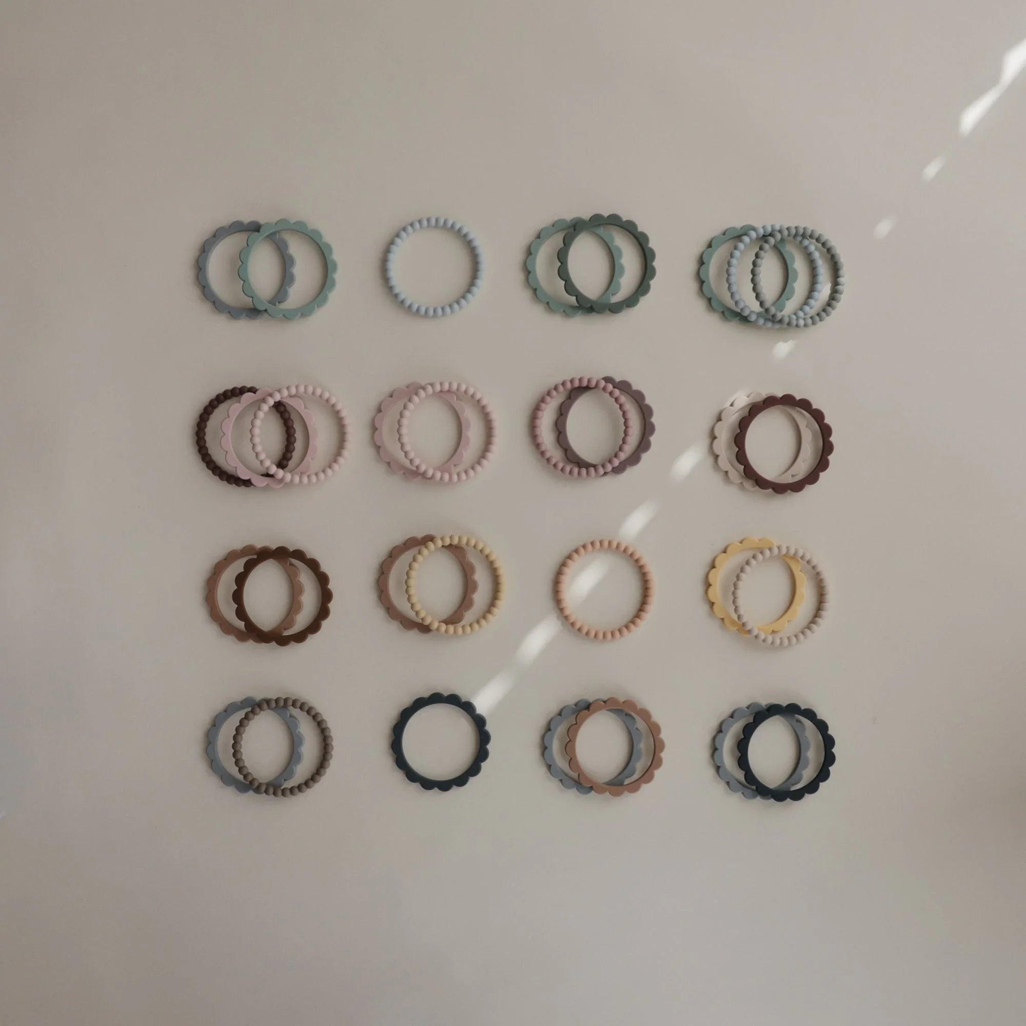 Flower Teether Bracelet - Tenth & Pine - teether - Cambridge Blue/Clementine/Natural