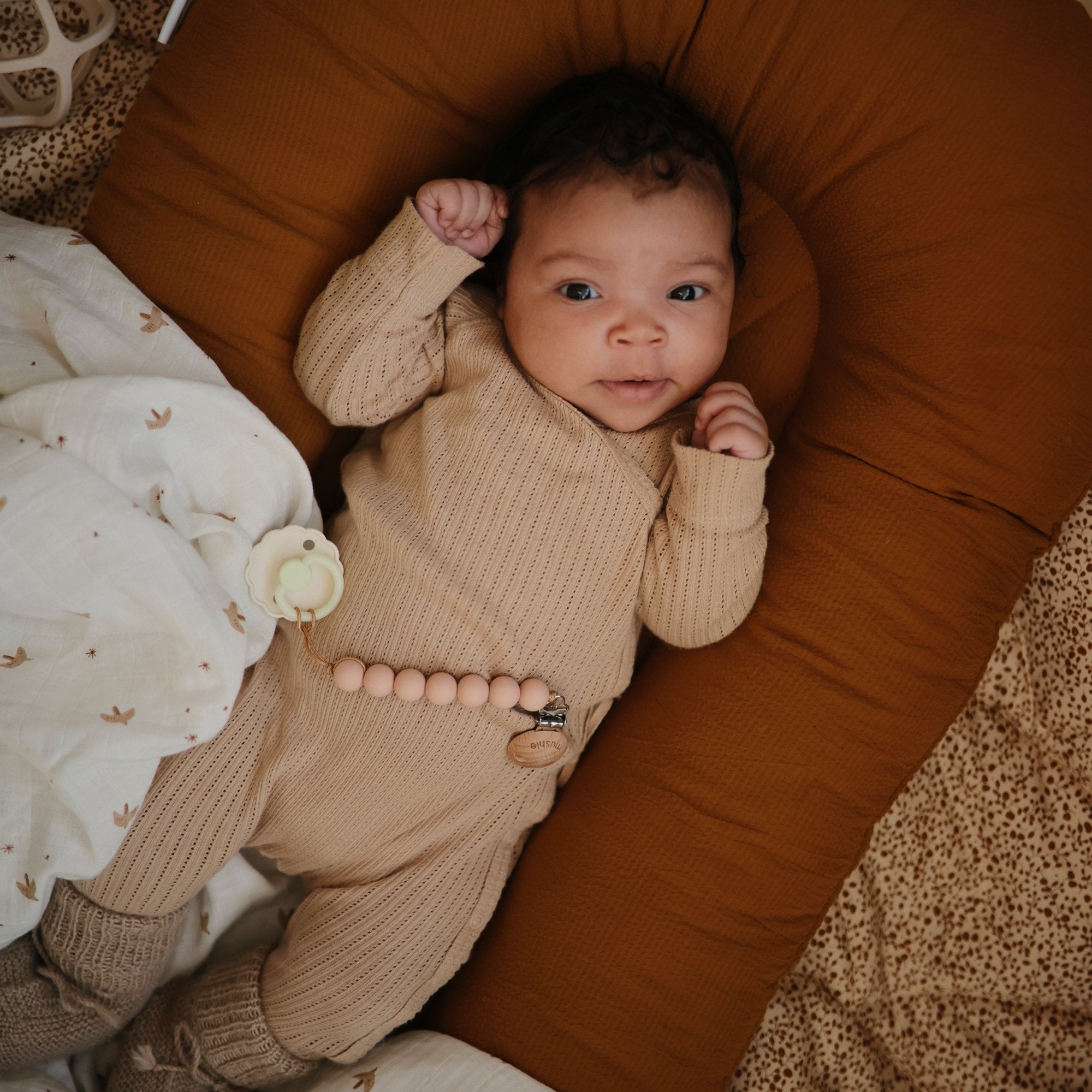 FRIGG Daisy Night Natural Rubber Pacifier 2 - Pack - Tenth & Pine - FRIGG PACIFIERS - 6 - 18 months - Croissant/Cream