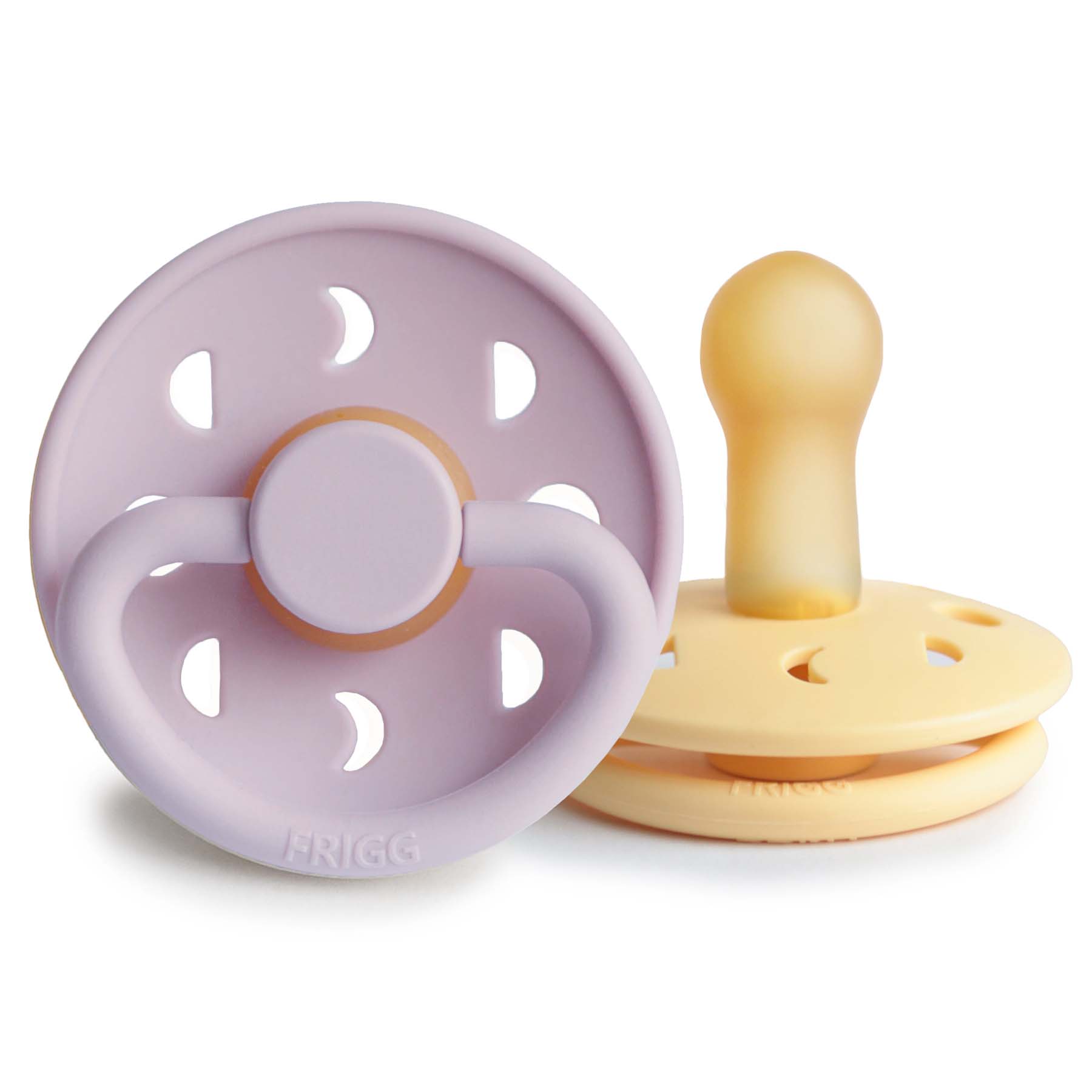 FRIGG Moon Natural Rubber Pacifier 2 - Pack - Tenth & Pine - FRIGG PACIFIERS - 6 - 18 months - Soft Lilac/Daffodil