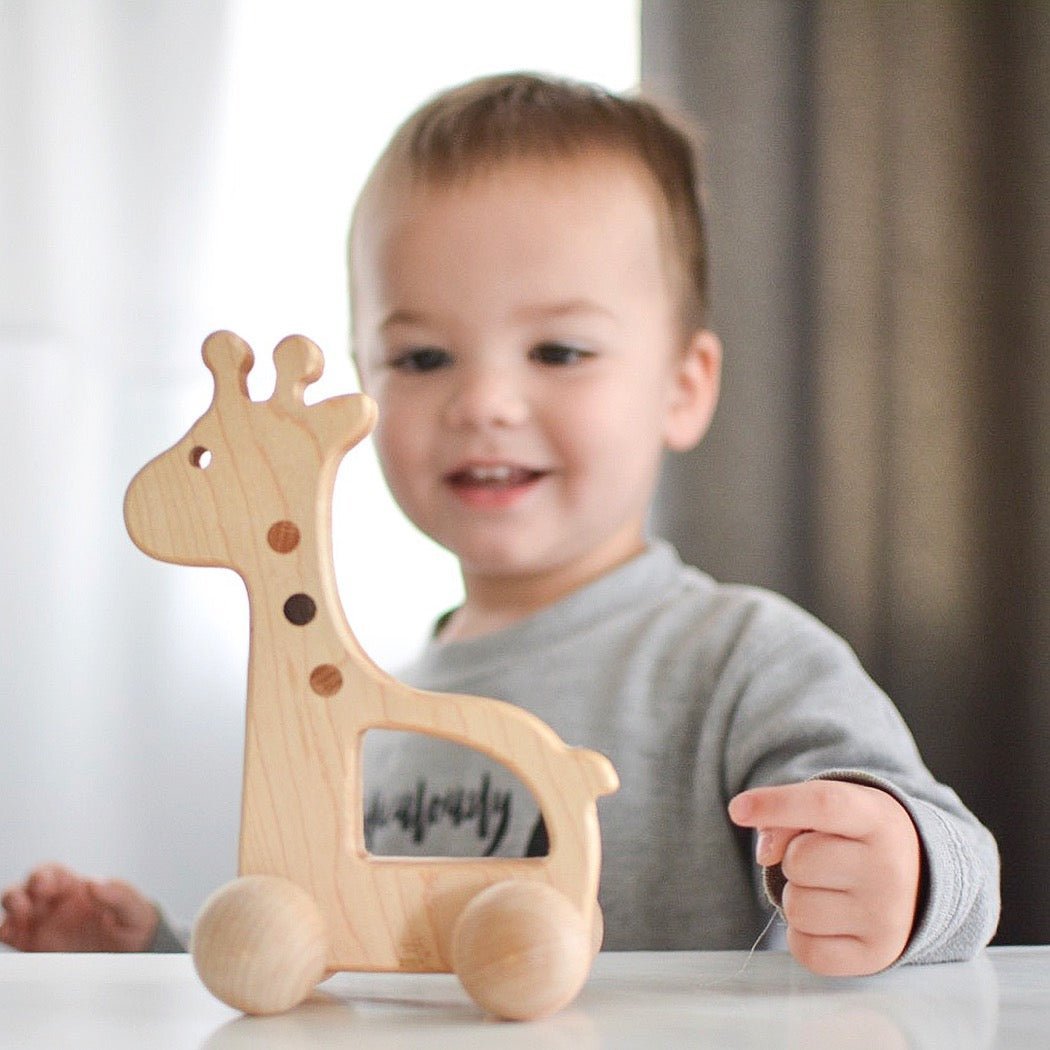 Giraffe Push Toy - Tenth & Pine - Wooden Toy -