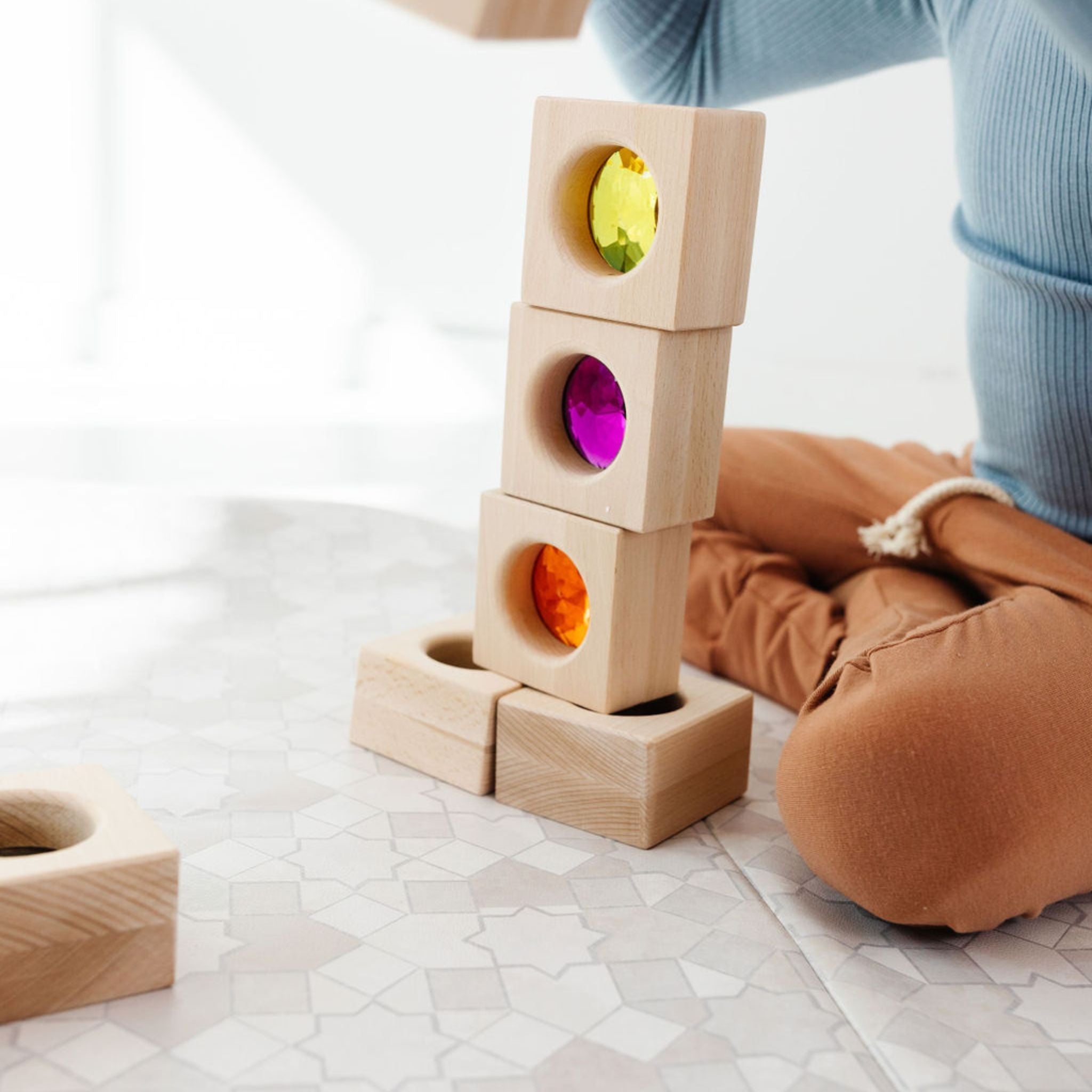 Grey Mosaic Vegan Leather Mat - Tenth & Pine - Vegan Leather Padded Mat - Standard