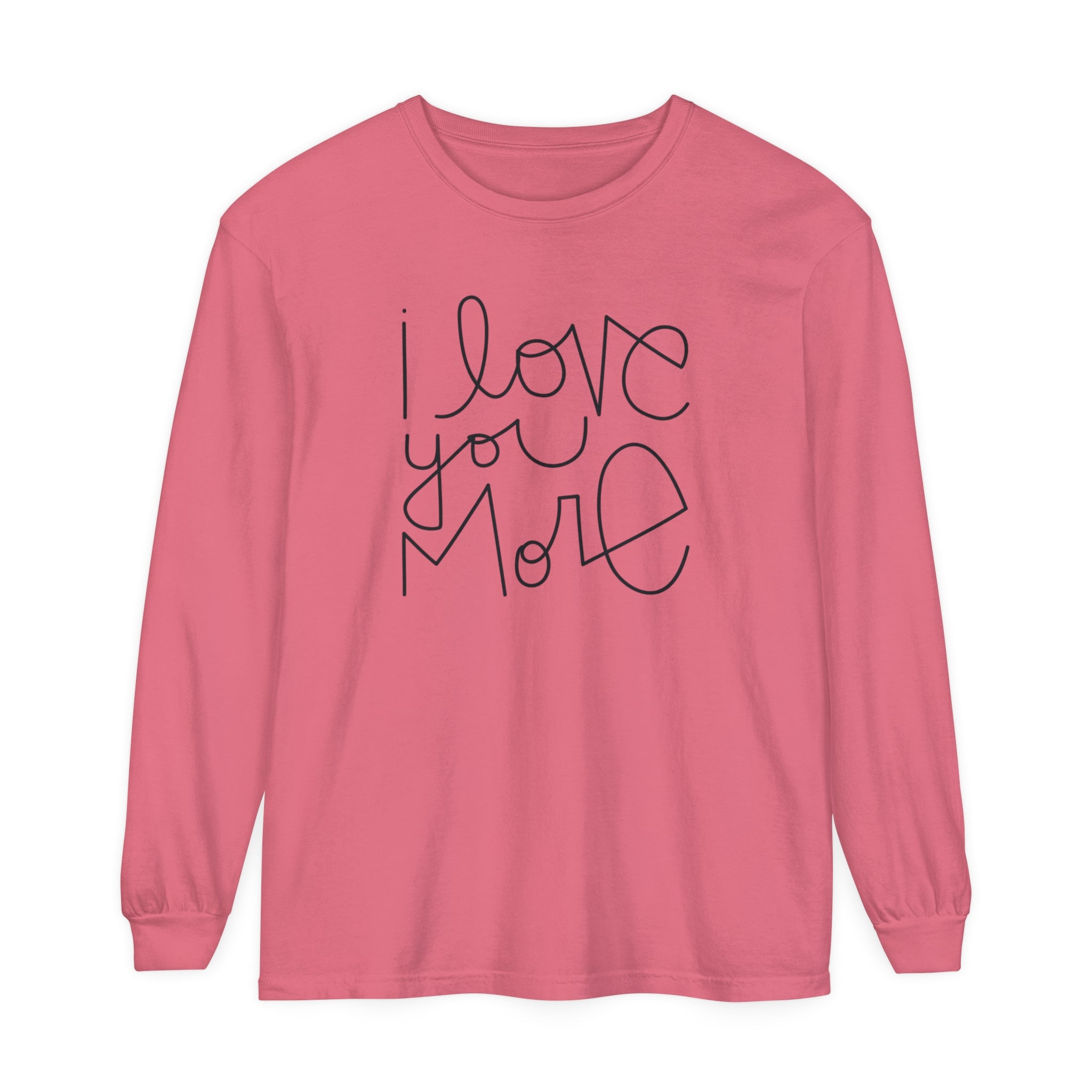I Love You More Adult Long Sleeve T-Shirt - Tenth & Pine - Long Sleeve Adult Tee - S - Watermelon