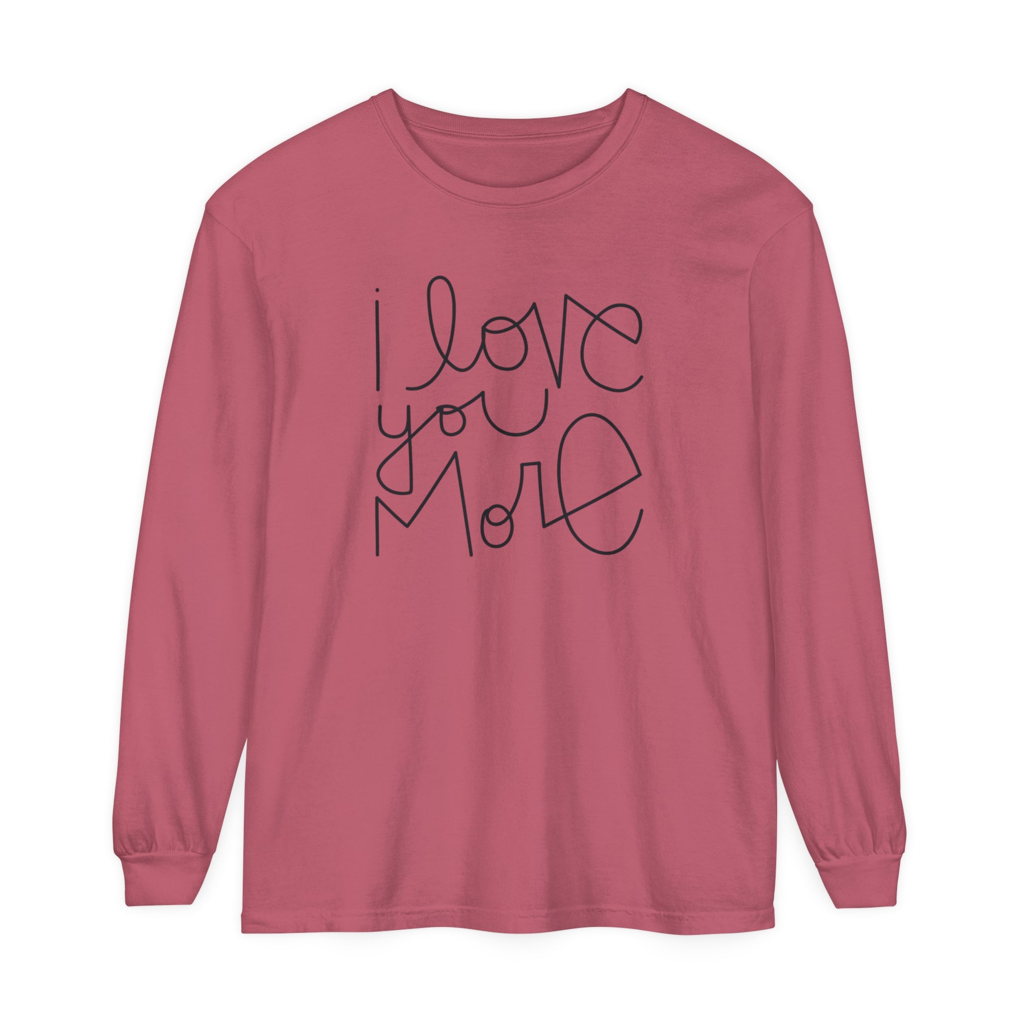 I Love You More Adult Long Sleeve T-Shirt - Tenth & Pine - Long Sleeve Adult Tee - S - Crimson