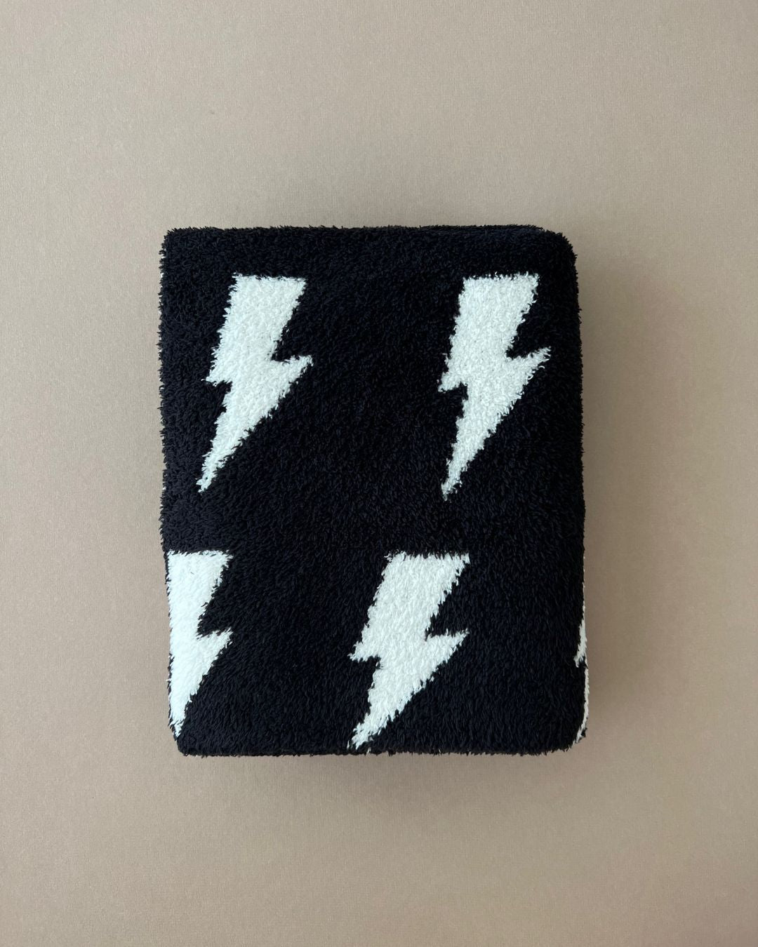 Lightning Bolt Fuzzy Blanket | Black - Tenth & Pine - Plush Blanket -