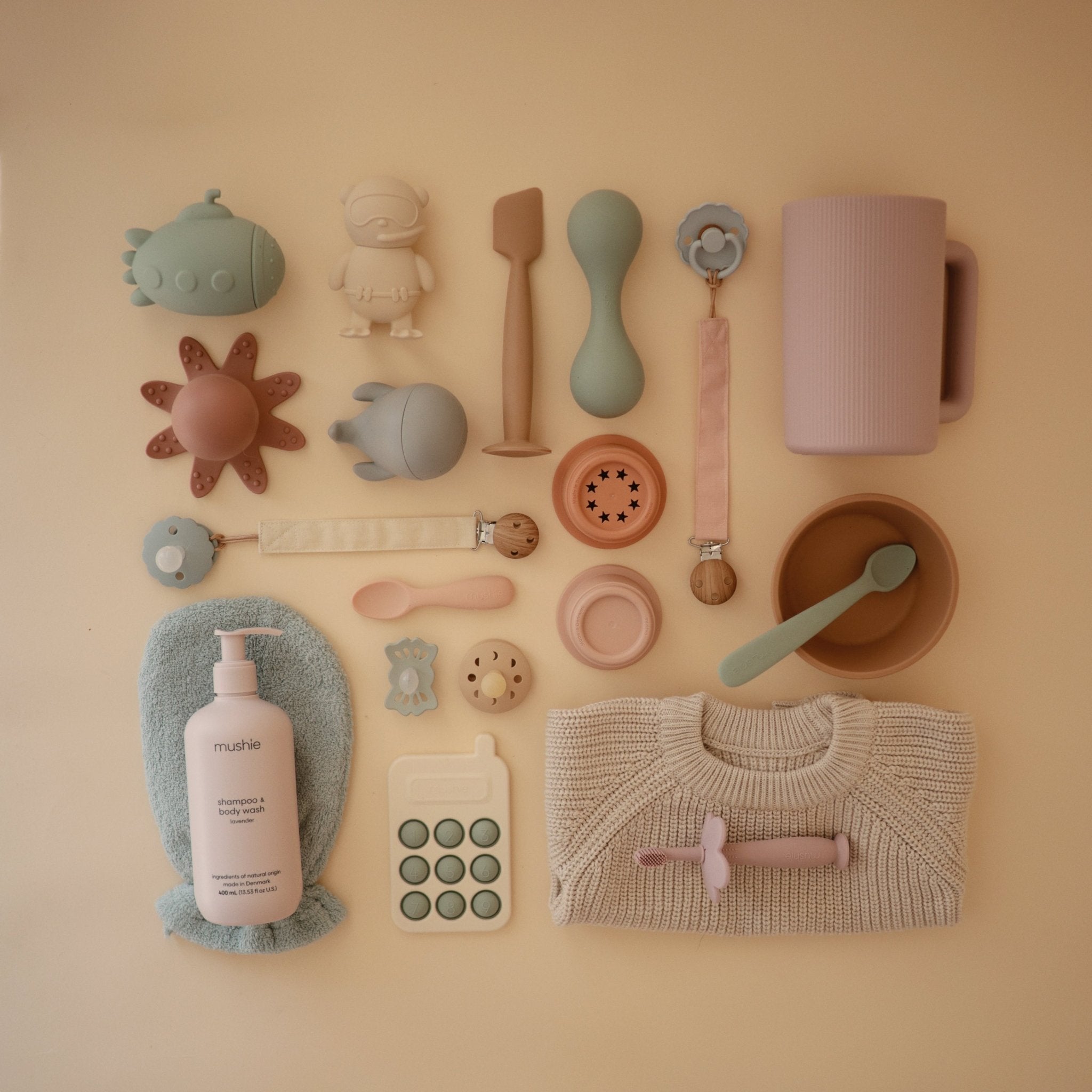 Linen Pacifier Clip 2 - Pack - Tenth & Pine - Pacifier Clip - Blush/Cream