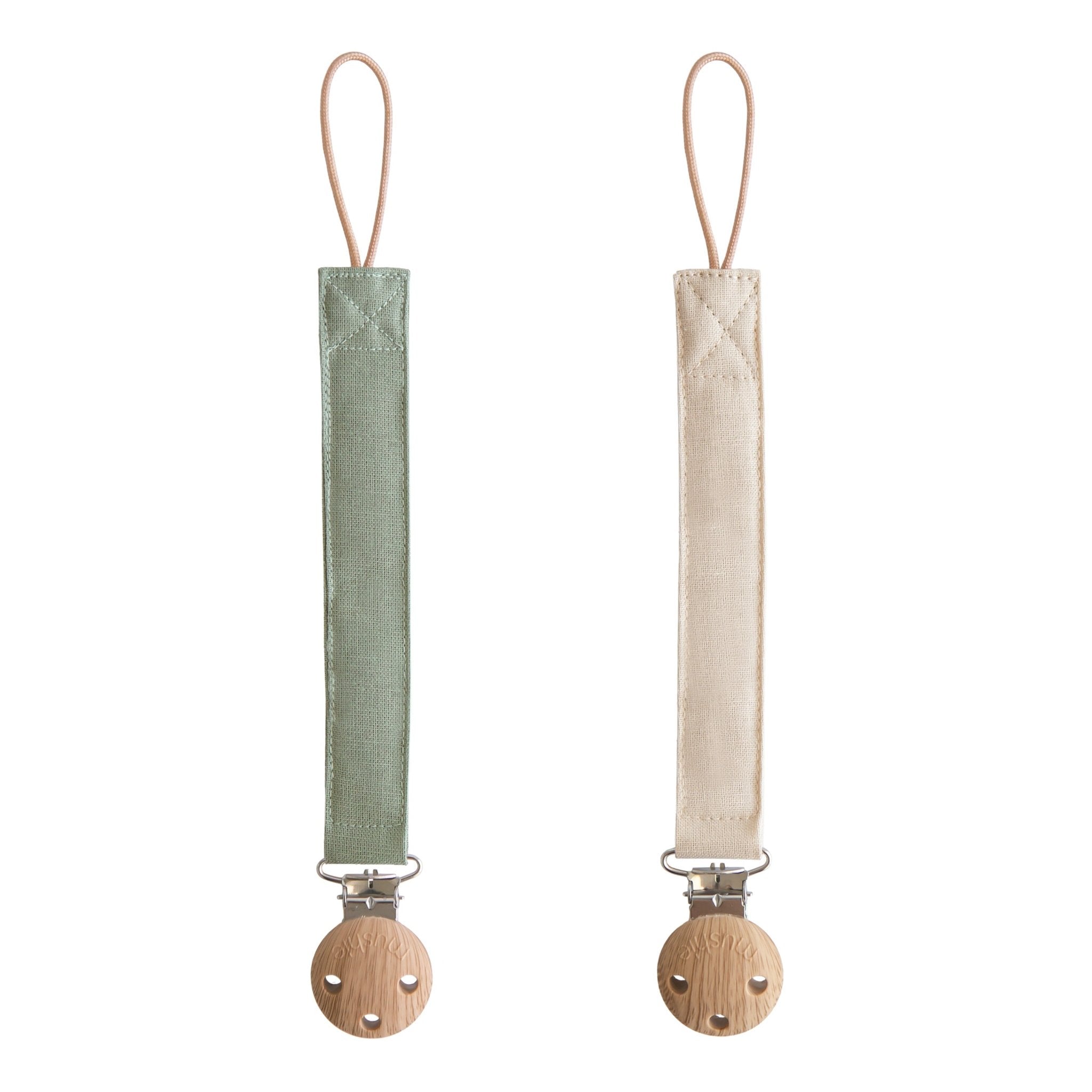 Linen Pacifier Clip 2 - Pack - Tenth & Pine - Pacifier Clip - Olive/Shifting Sand