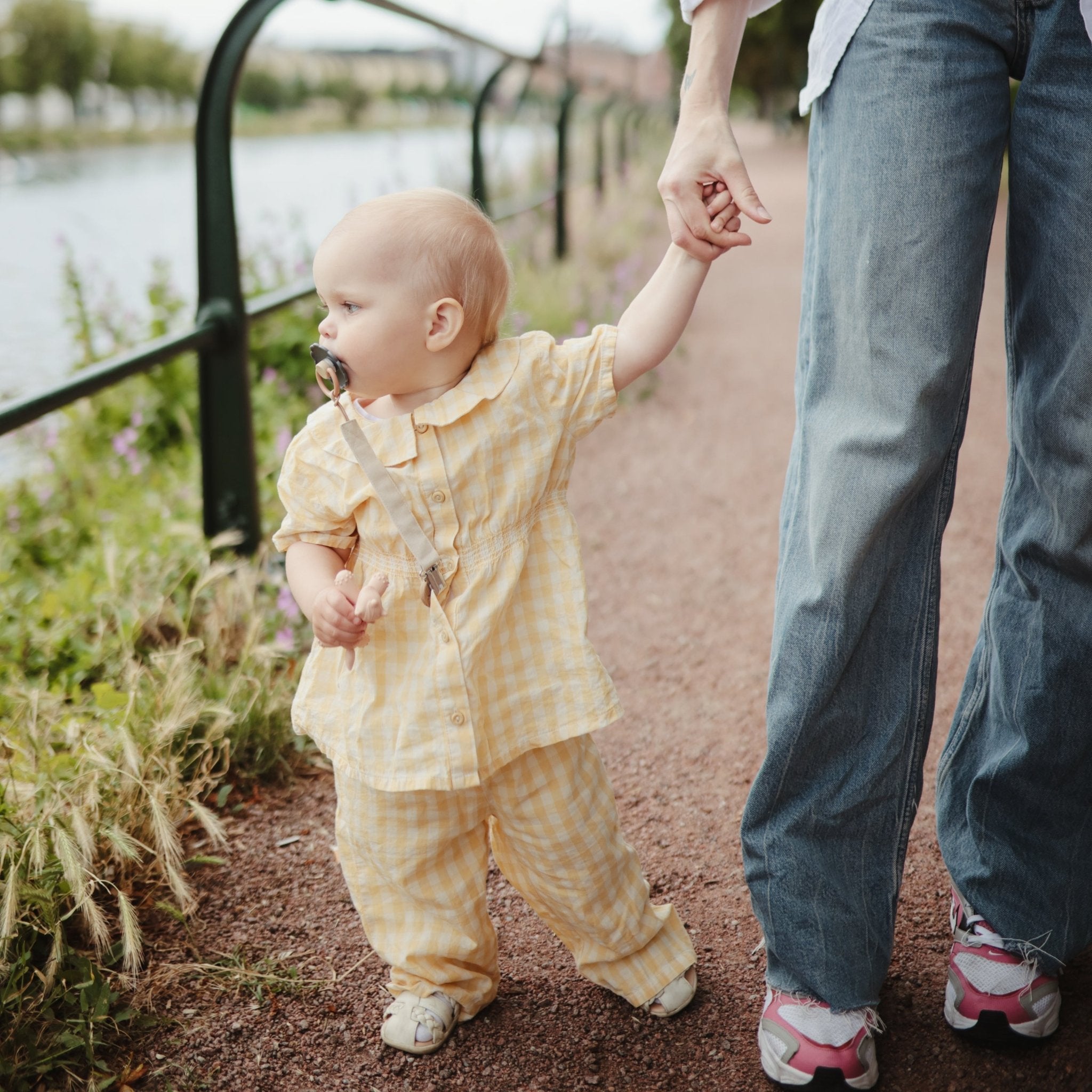Linen Pacifier Clip 2 - Pack - Tenth & Pine - Pacifier Clip - Blush/Cream