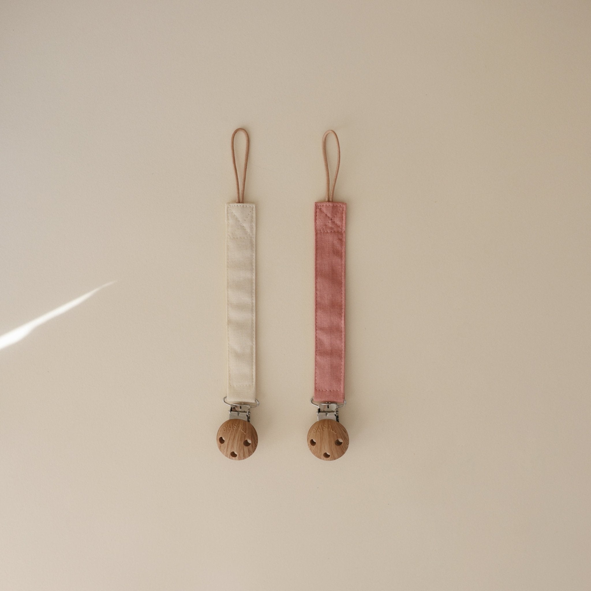 Linen Pacifier Clip 2 - Pack - Tenth & Pine - Pacifier Clip - Blush/Cream