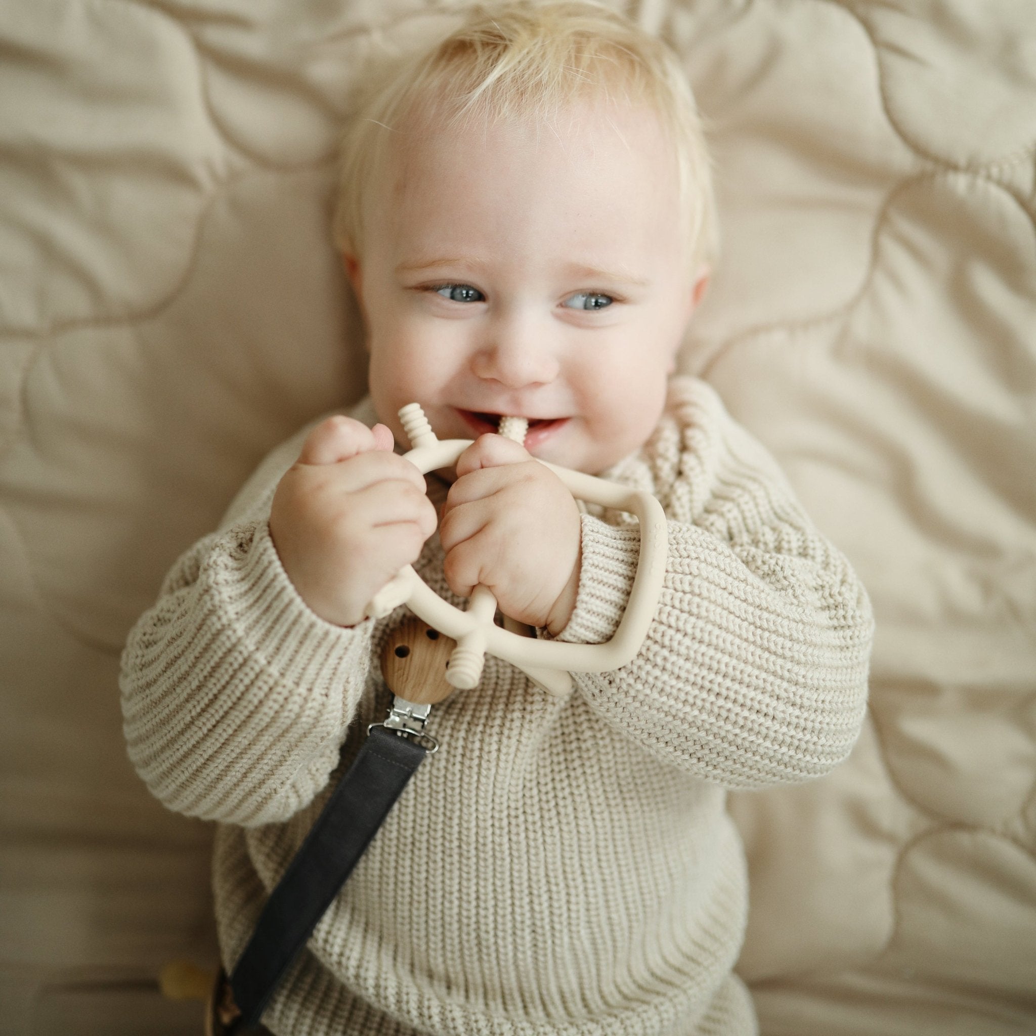 Linen Pacifier Clip 2 - Pack - Tenth & Pine - Pacifier Clip - Blush/Cream