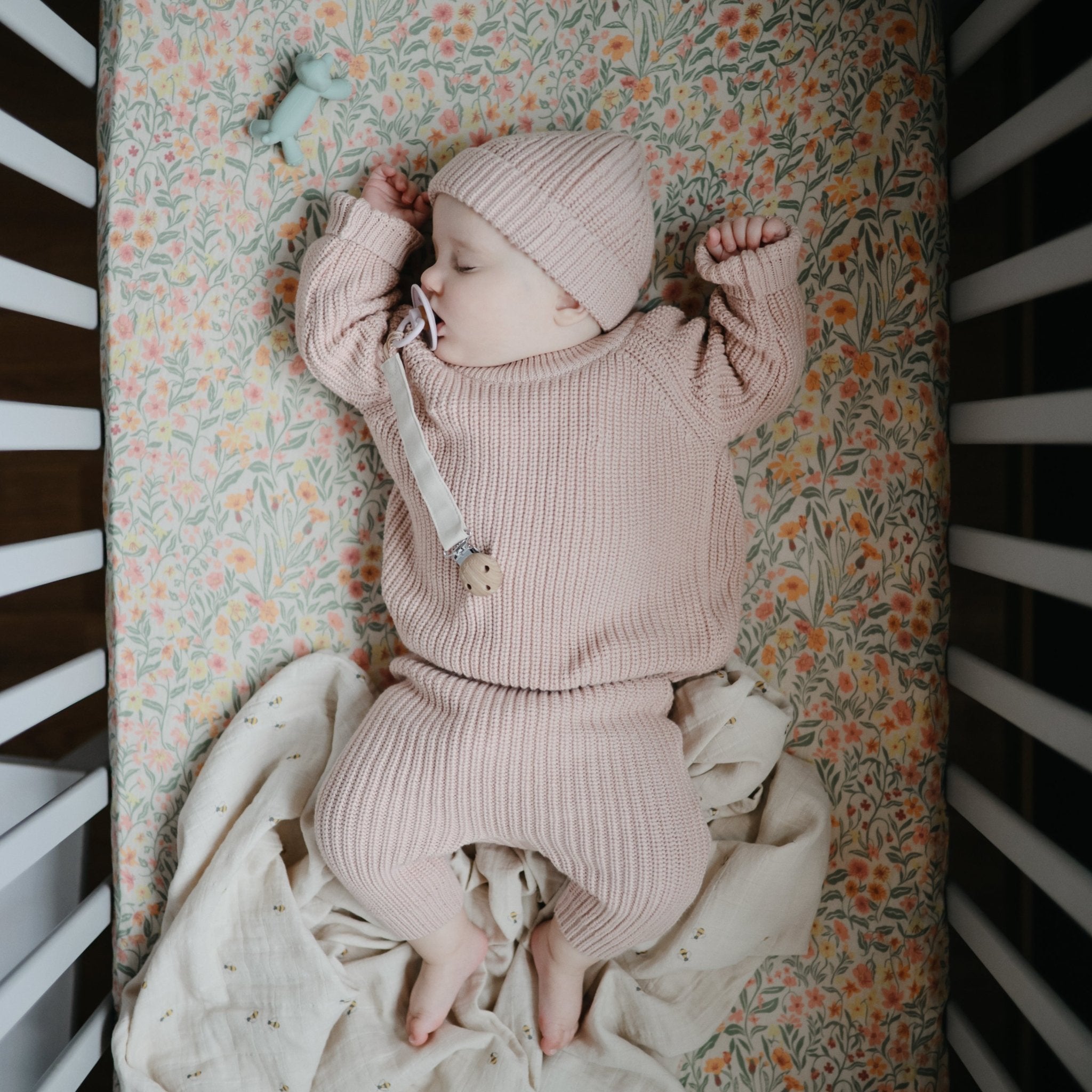 Linen Pacifier Clip 2 - Pack - Tenth & Pine - Pacifier Clip - Blush/Cream