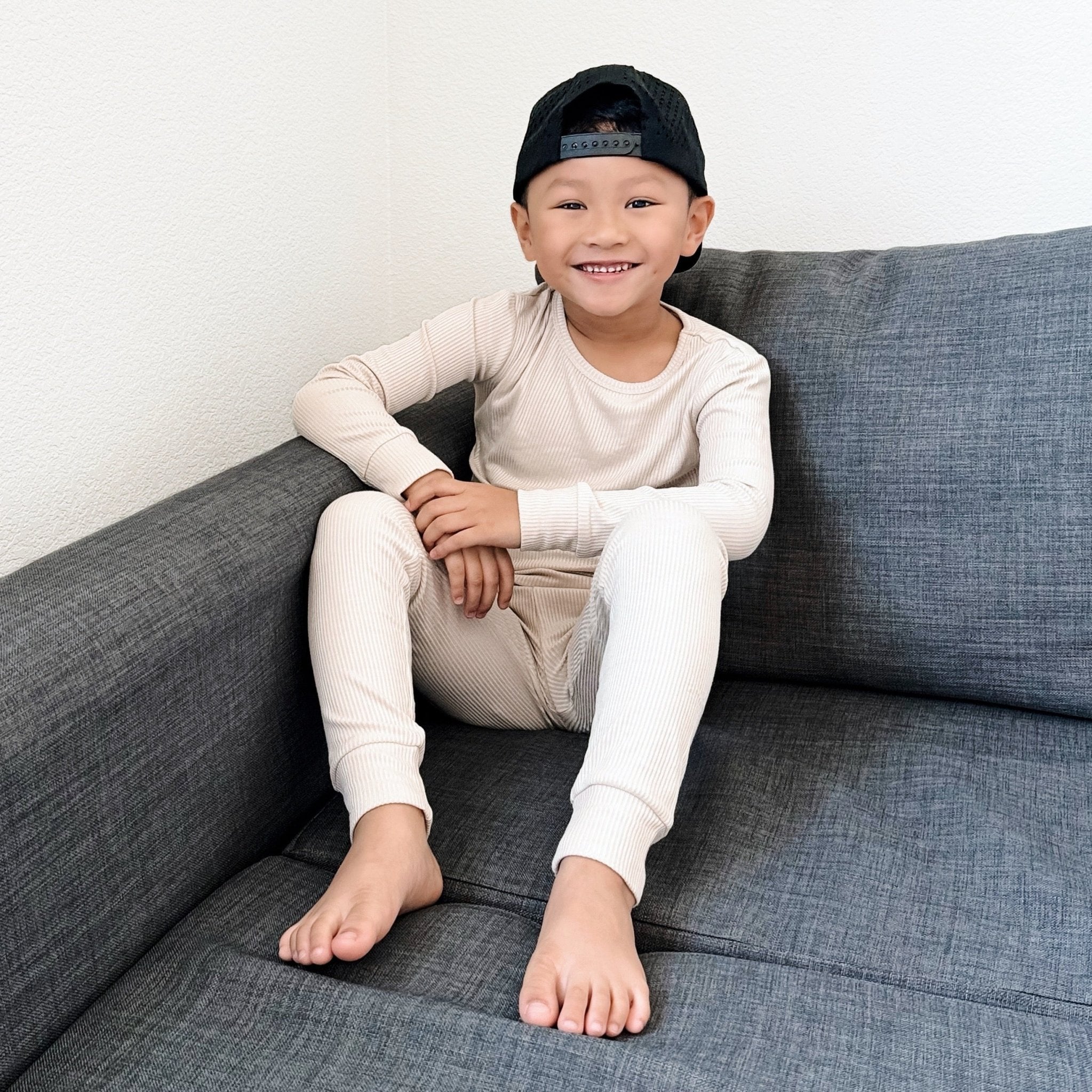 LONG SLEEVE 2 PIECE SETS - Clay Ribbed - Tenth & Pine - Bamboo 2 Piece PJ - RIB - 12/18m