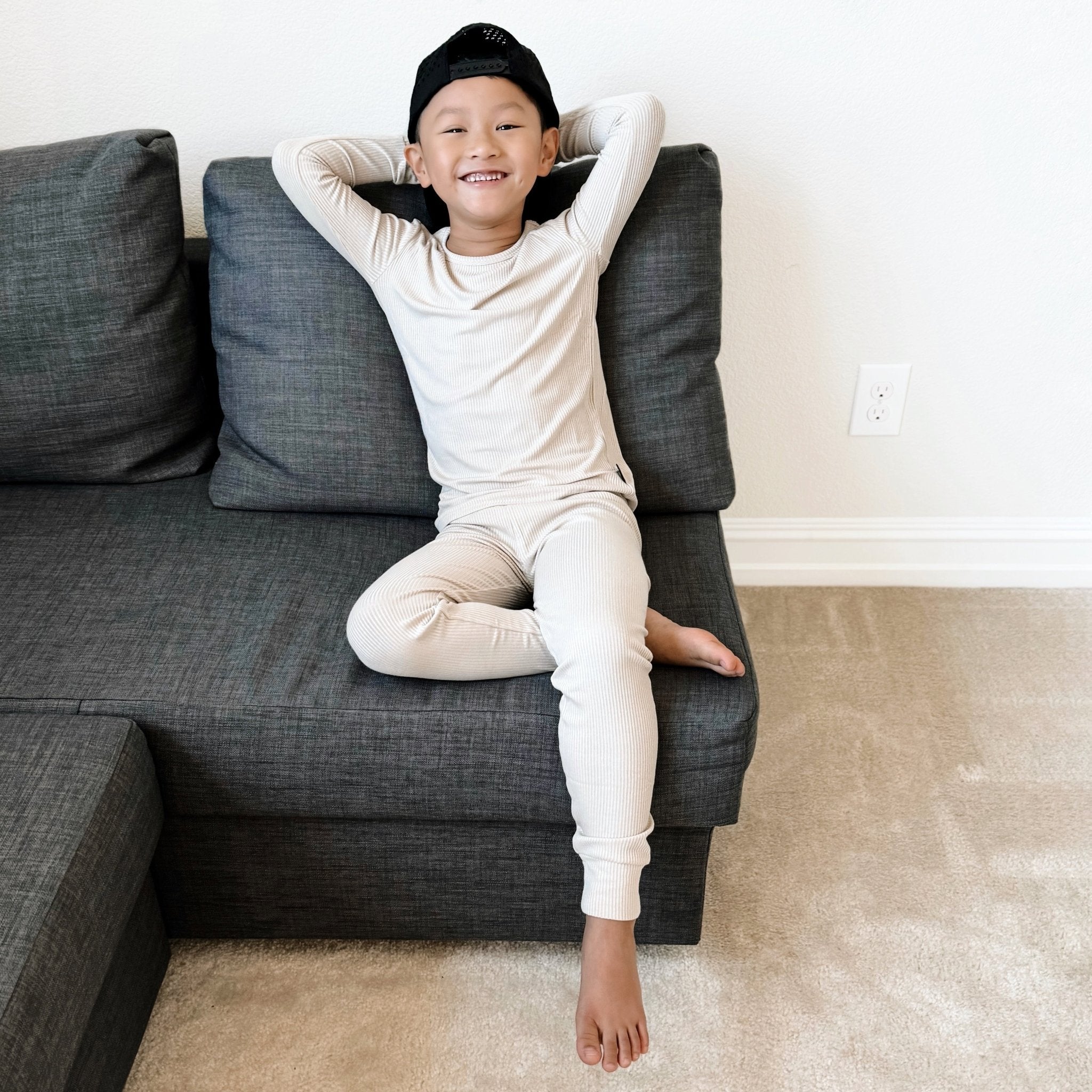 LONG SLEEVE 2 PIECE SETS - Clay Ribbed - Tenth & Pine - Bamboo 2 Piece PJ - RIB - 12/18m