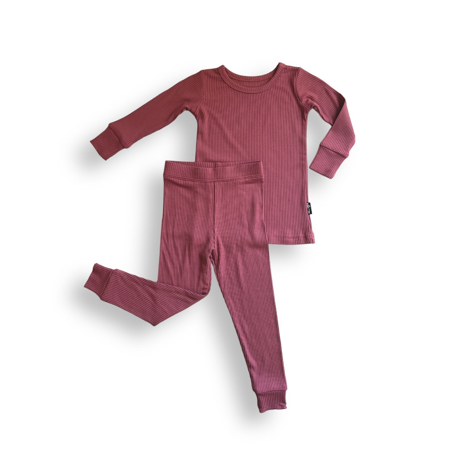 LONG SLEEVE 2 PIECE SETS - Mauve Ribbed - Tenth & Pine - Bamboo 2 Piece PJ - RIB - 12/18m