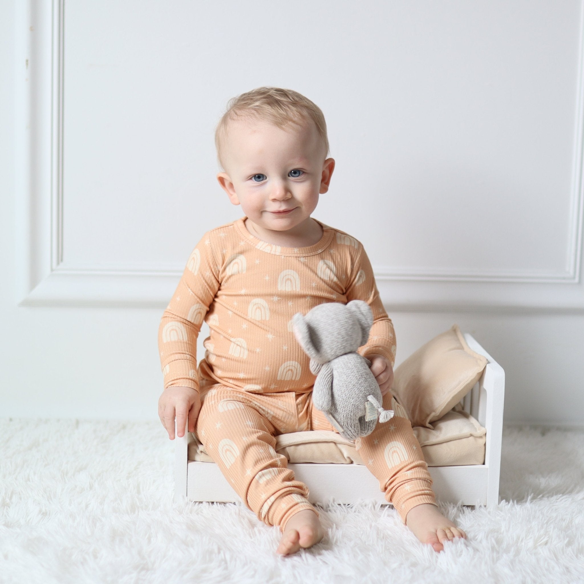 LONG SLEEVE 2 PIECE SETS - Rainbow Ribbed - Tenth & Pine - Bamboo 2 Piece PJ - RIB - 12/18m