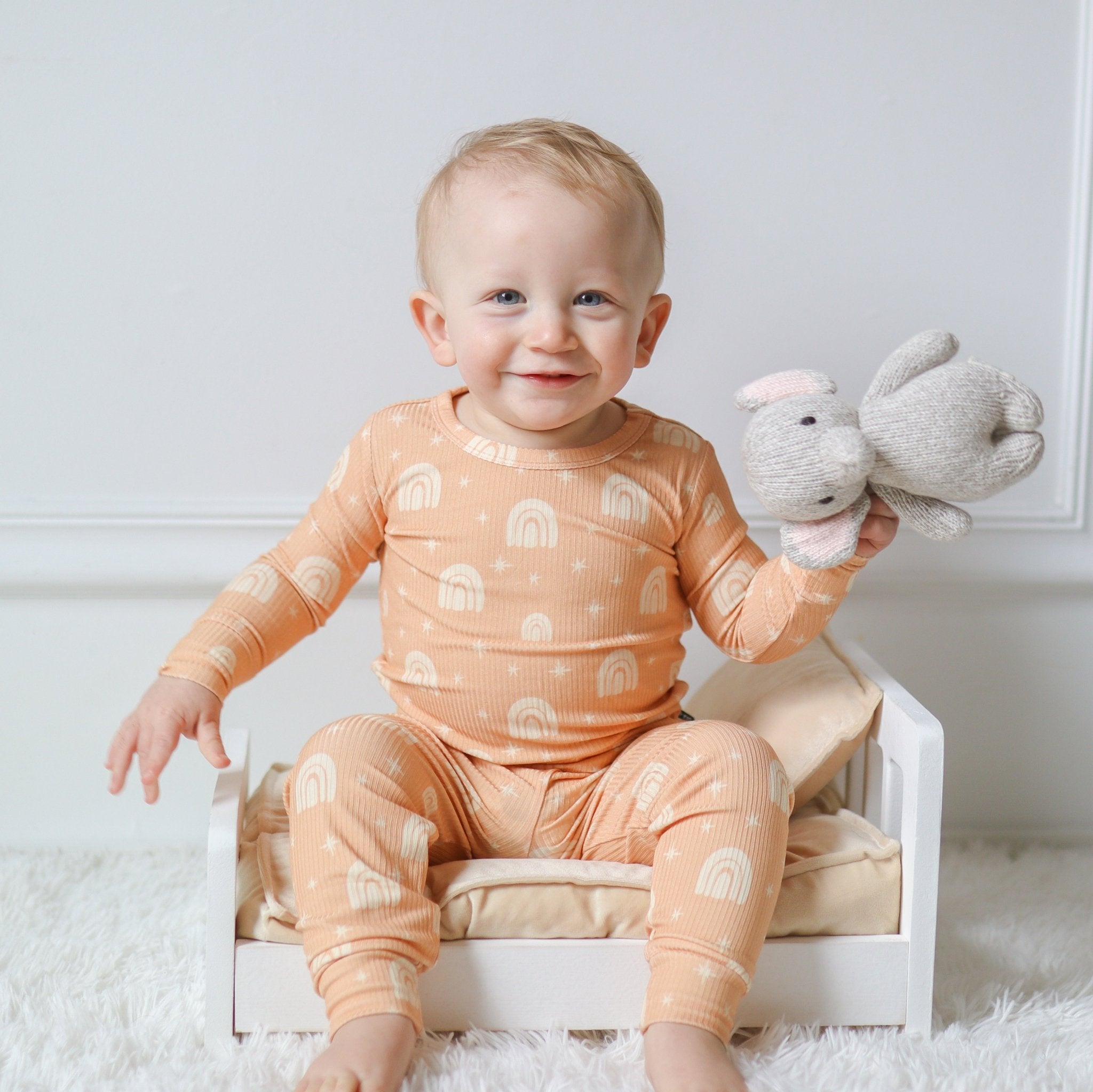 LONG SLEEVE 2 PIECE SETS - Rainbow Ribbed - Tenth & Pine - Bamboo 2 Piece PJ - RIB - 12/18m