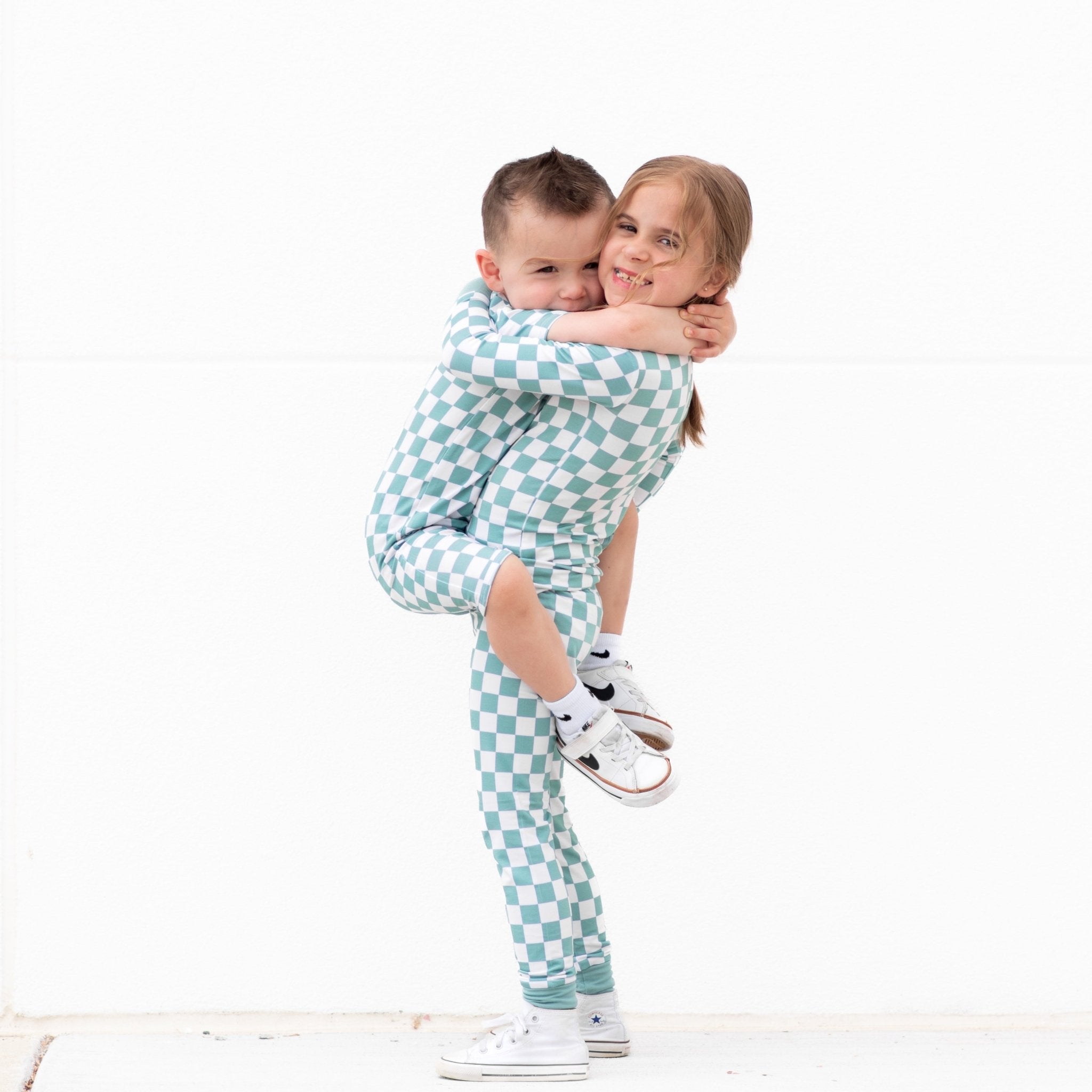 LONG SLEEVE 2 PIECE SETS - Sage Check - Tenth & Pine - Bamboo 2 Piece PJ - 12/18m