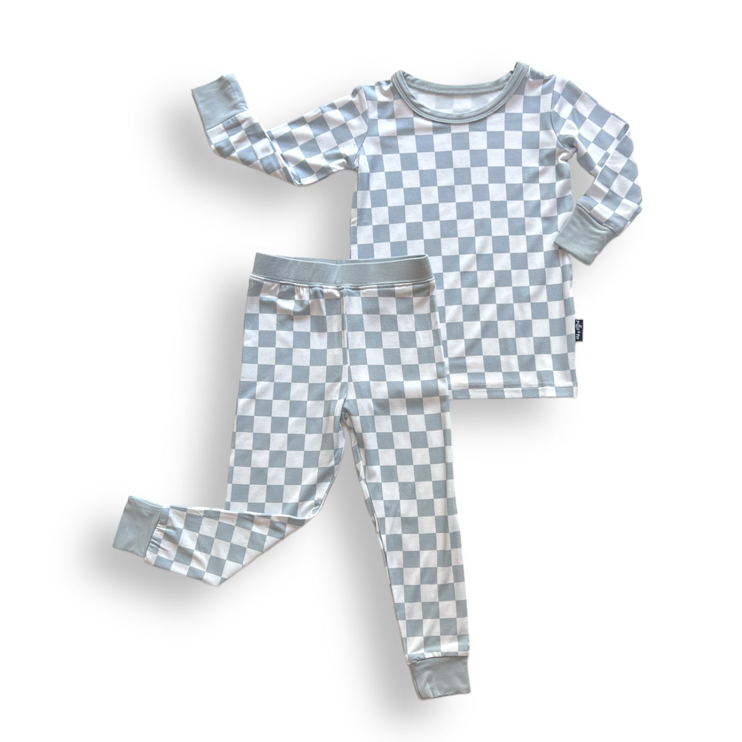 LONG SLEEVE 2 PIECE SETS - Stone Check - Tenth & Pine - Bamboo 2 Piece PJ - 12/18m