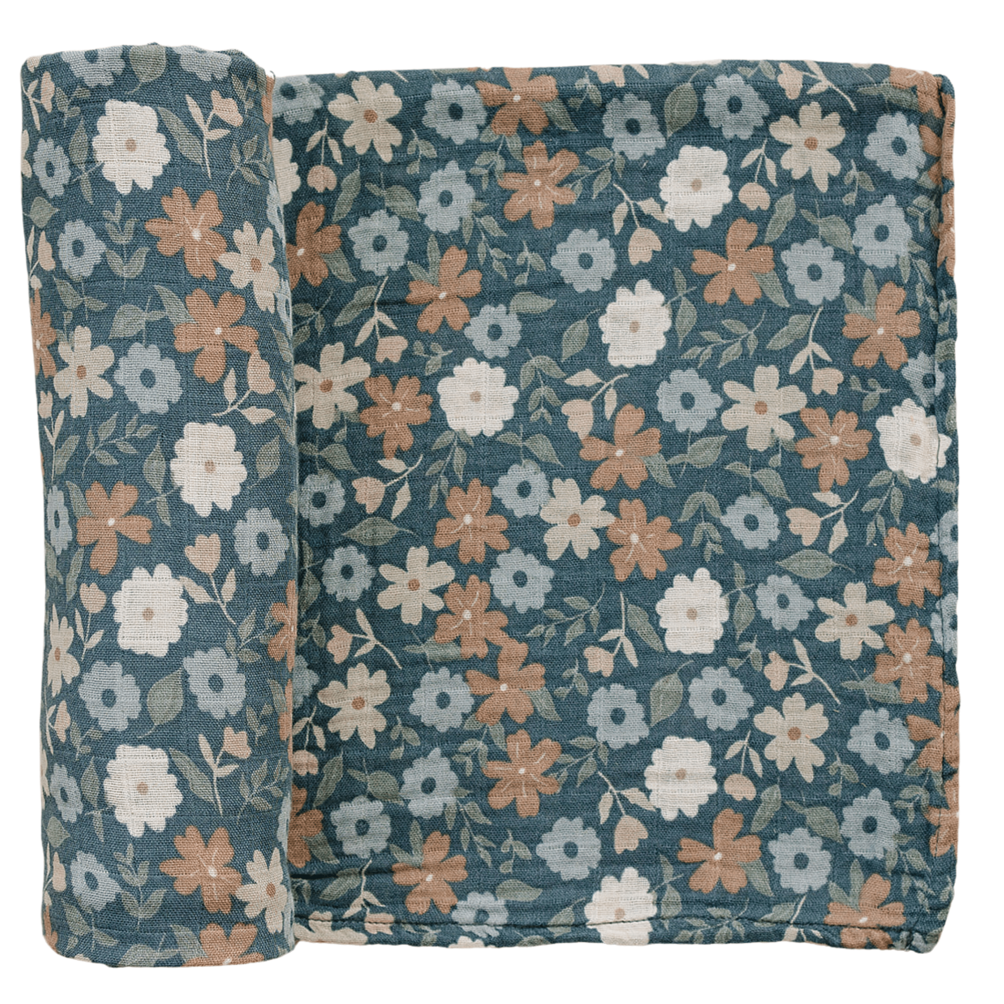 Midnight Floral Muslin Swaddle Blanket - Tenth & Pine -
