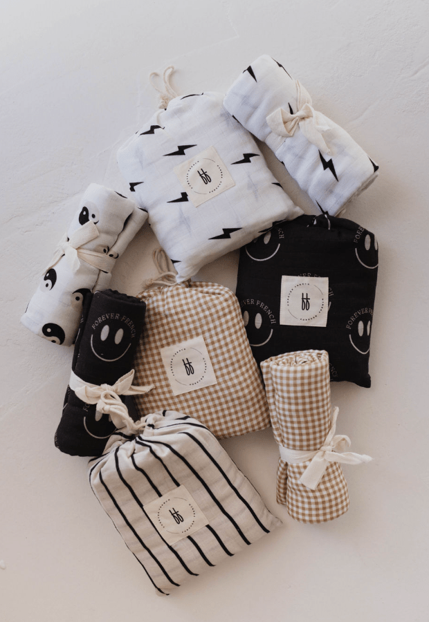Muslin Swaddle | Black & White Yin Yang - Tenth & Pine - Swaddle - forever french baby