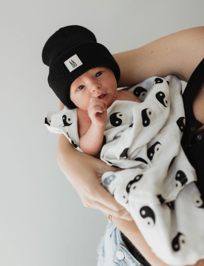 Muslin Swaddle | Black & White Yin Yang - Tenth & Pine - Swaddle - forever french baby