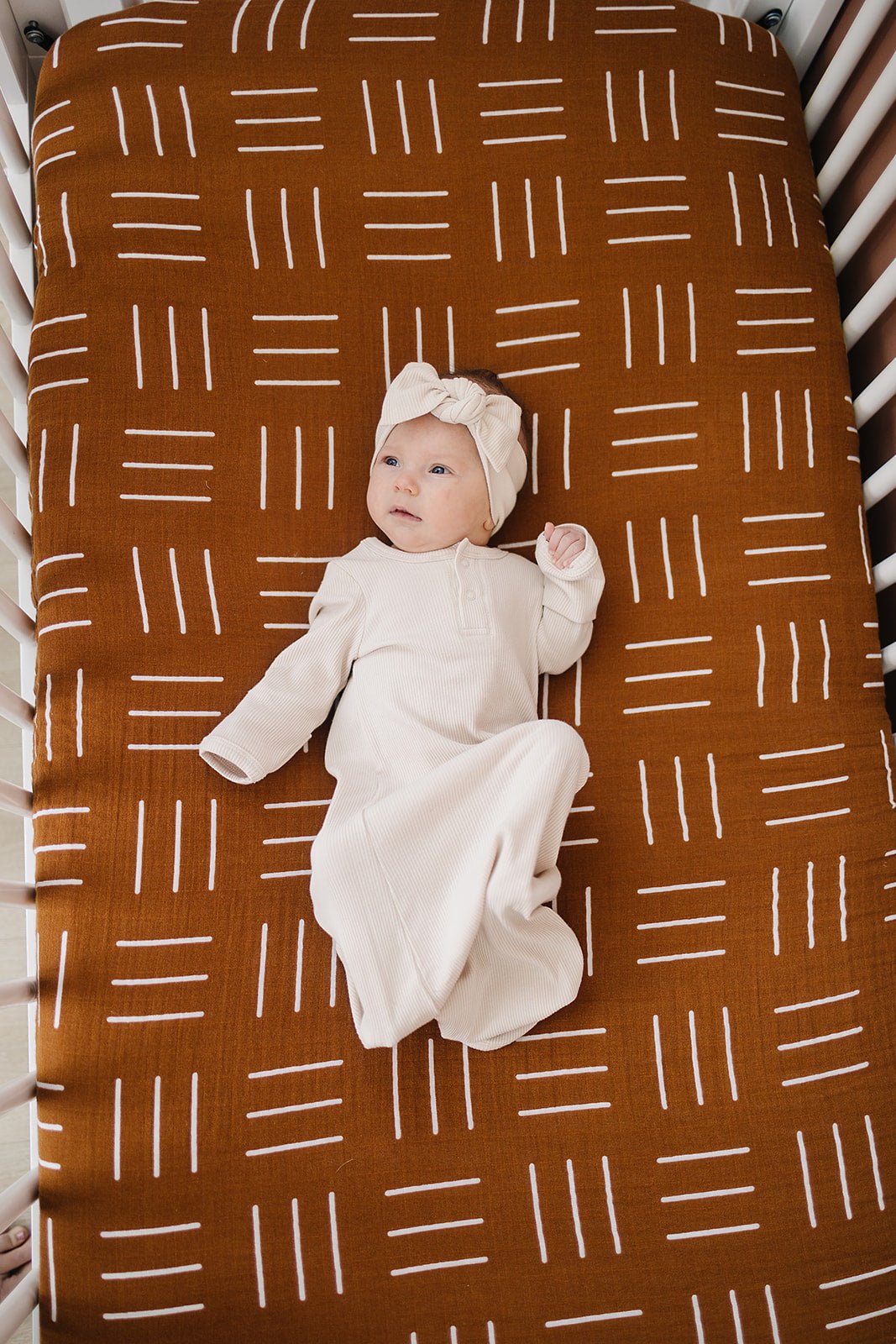 Mustard Mudcloth Muslin Crib Sheet - Tenth & Pine -