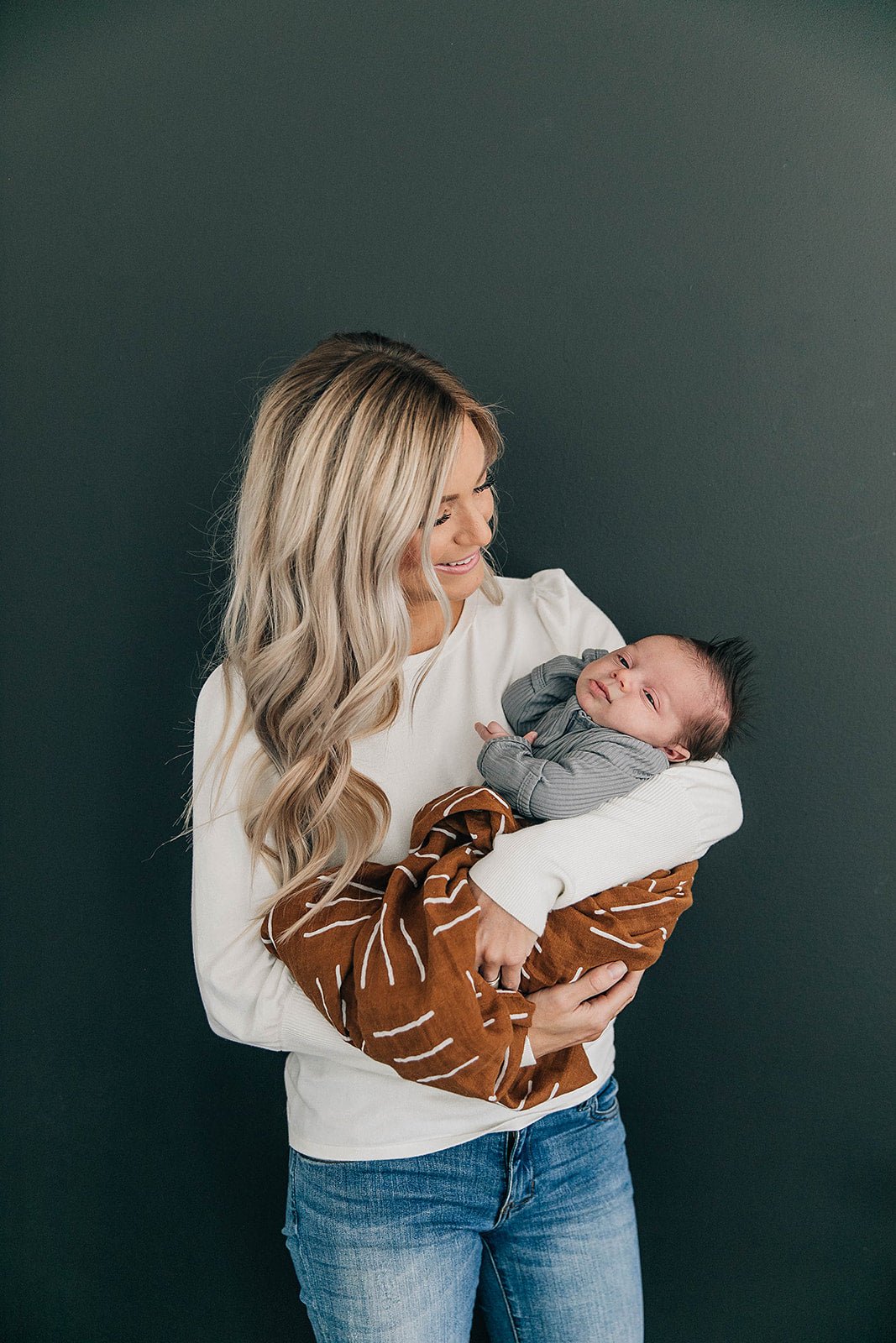 Mustard Mudcloth Muslin Swaddle Blanket - Tenth & Pine -