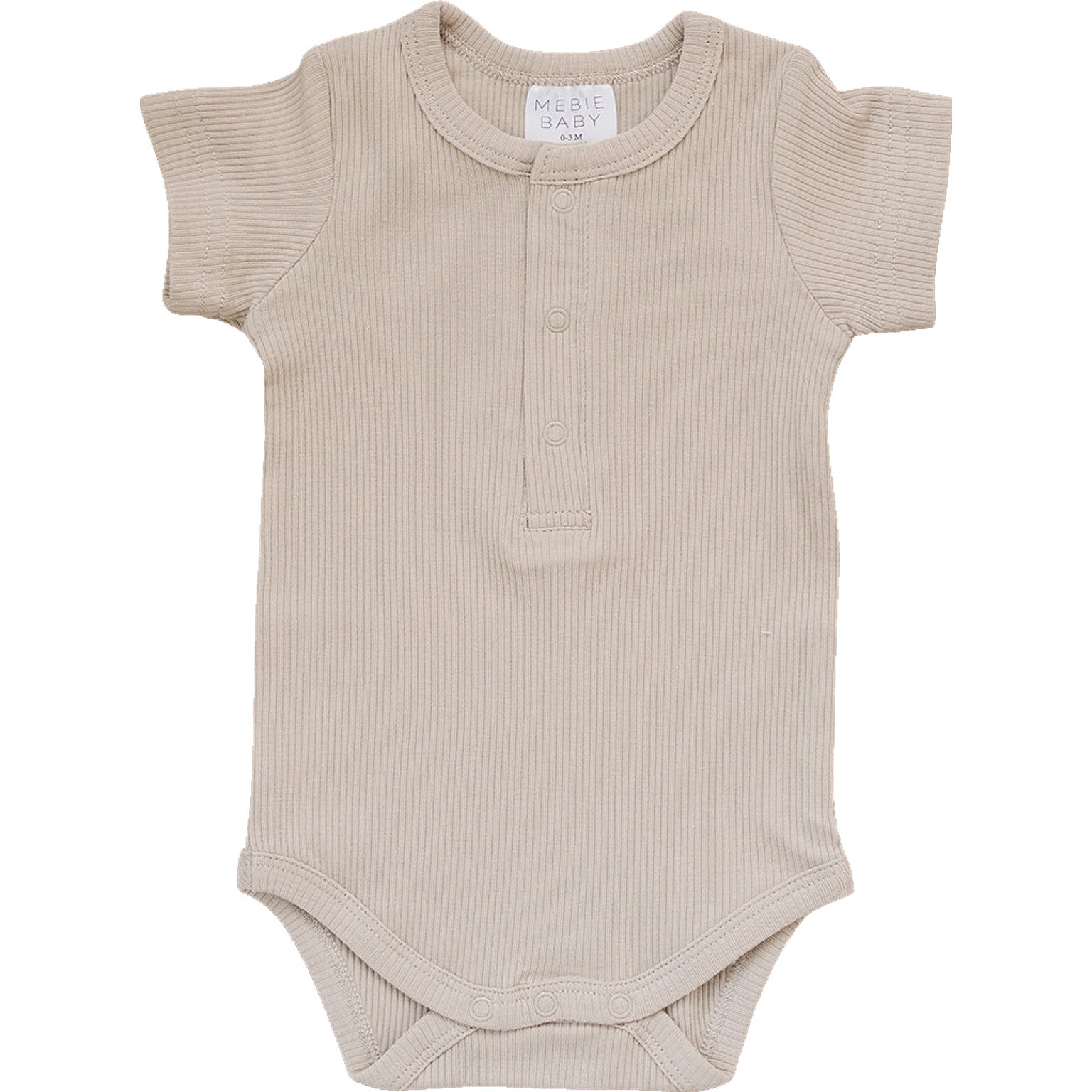 Oatmeal Organic Cotton Ribbed Snap Bodysuit - Tenth & Pine - NB - Mebie Baby