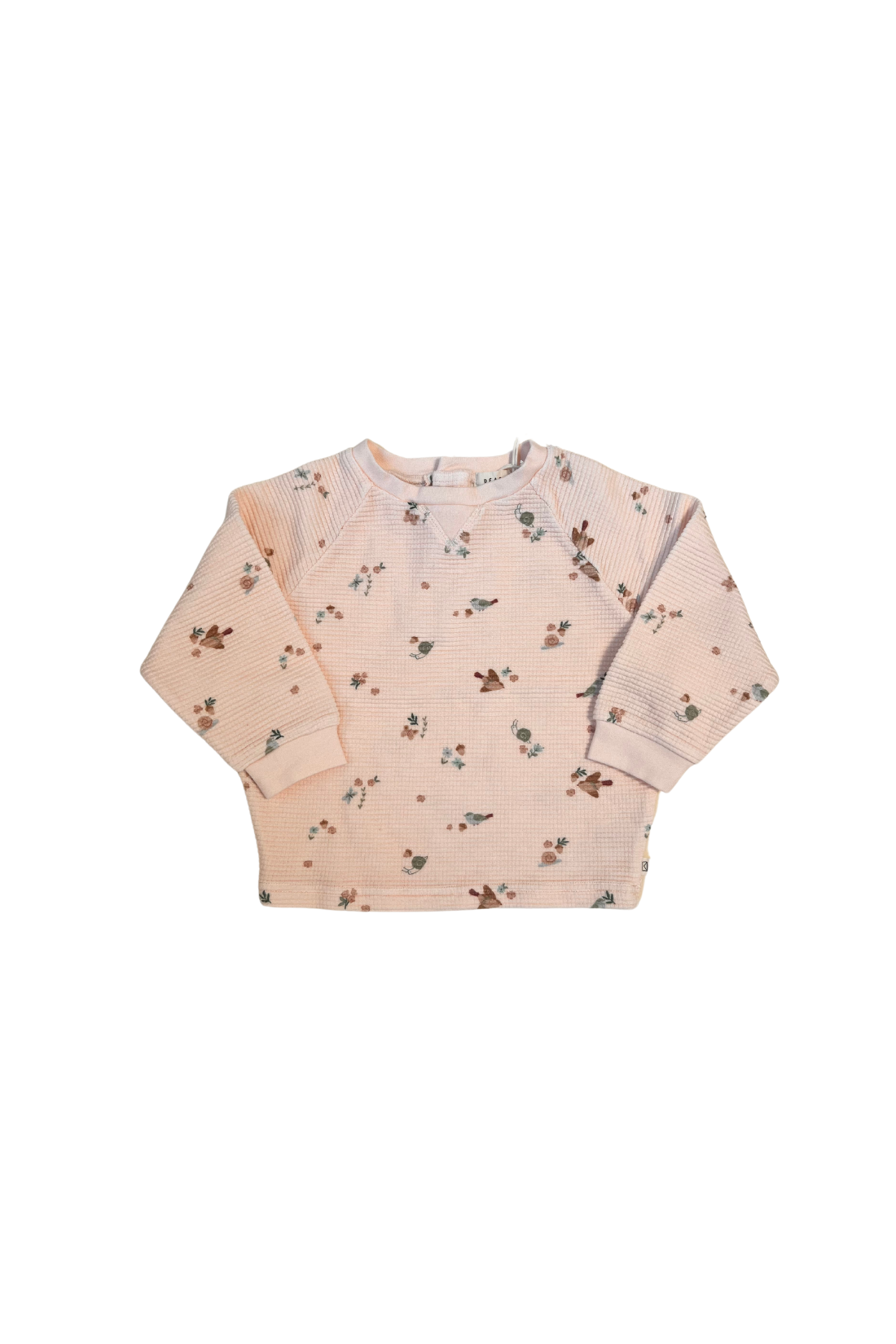 Organic Cotton Waffle Long Sleeve Tee in Birds