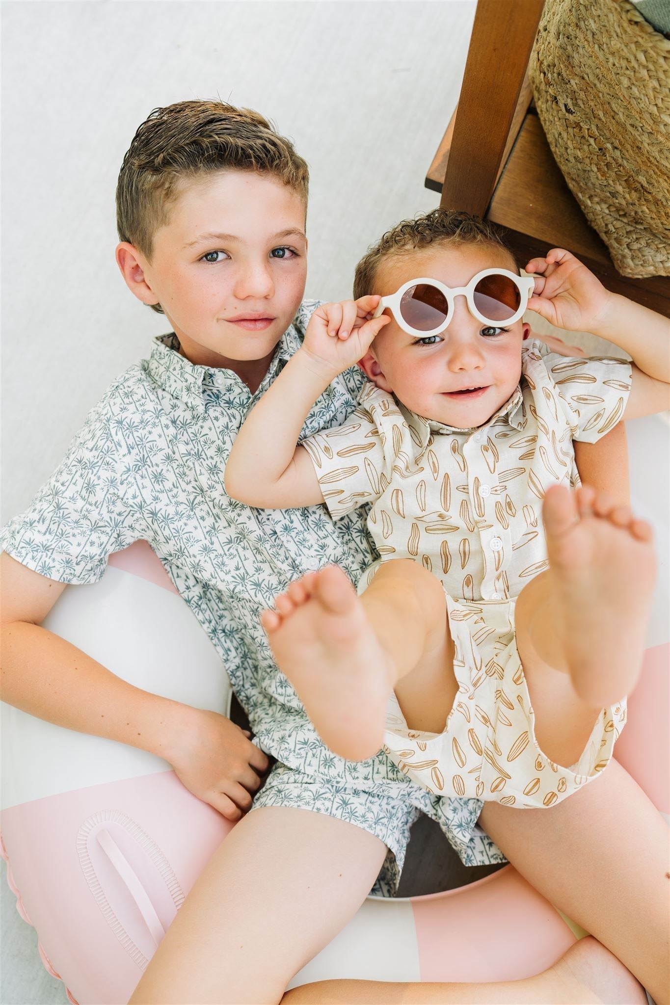 Palm Tree Linen Cotton Shorts - Tenth & Pine - 0 - 3