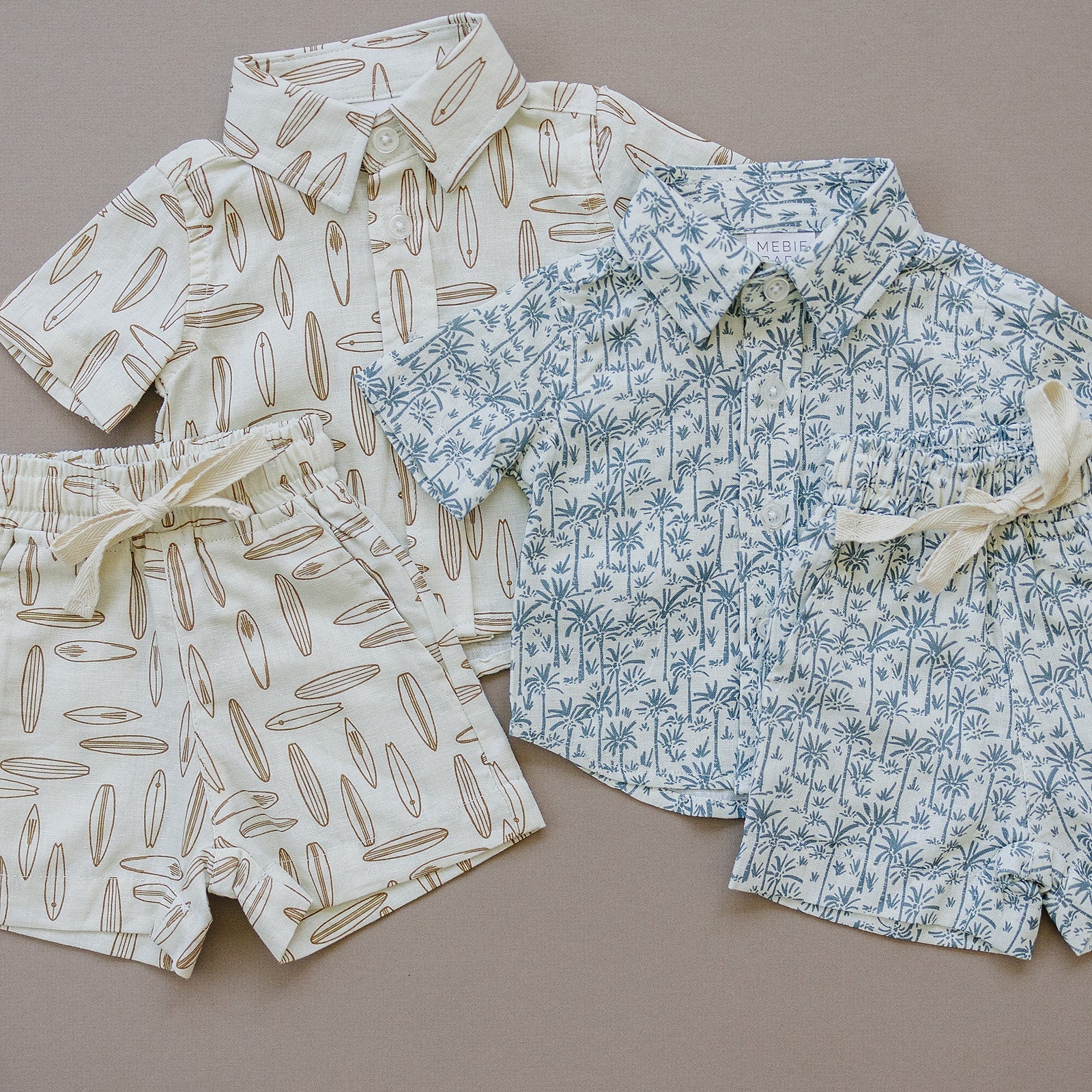 Palm Tree Linen Cotton Shorts - Tenth & Pine - 0 - 3