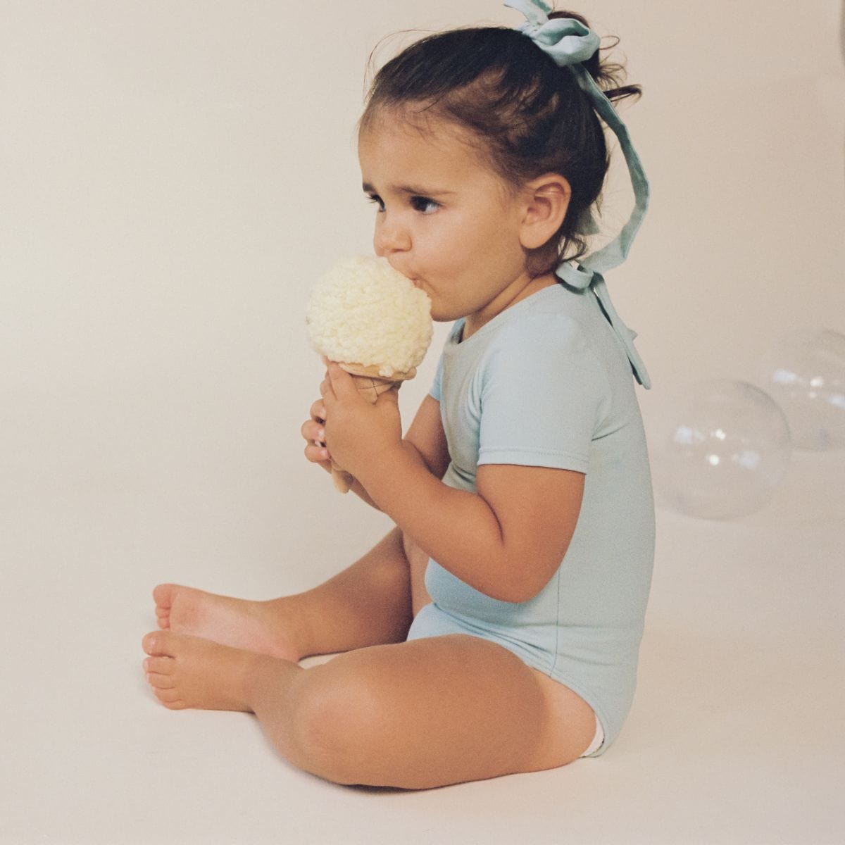 Powder Blue Mini Short Sleeve One - Piece - Tenth & Pine - Mini Swimwear - 0 - 6 Months - Powder Blue - Montce