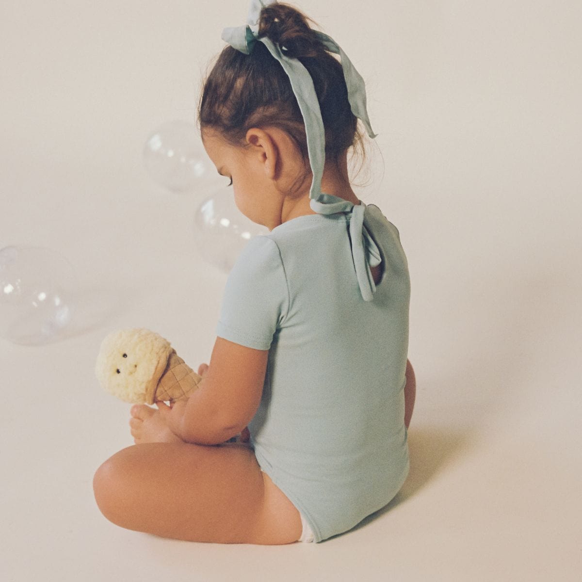 Powder Blue Mini Short Sleeve One - Piece - Tenth & Pine - Mini Swimwear - 0 - 6 Months - Powder Blue - Montce