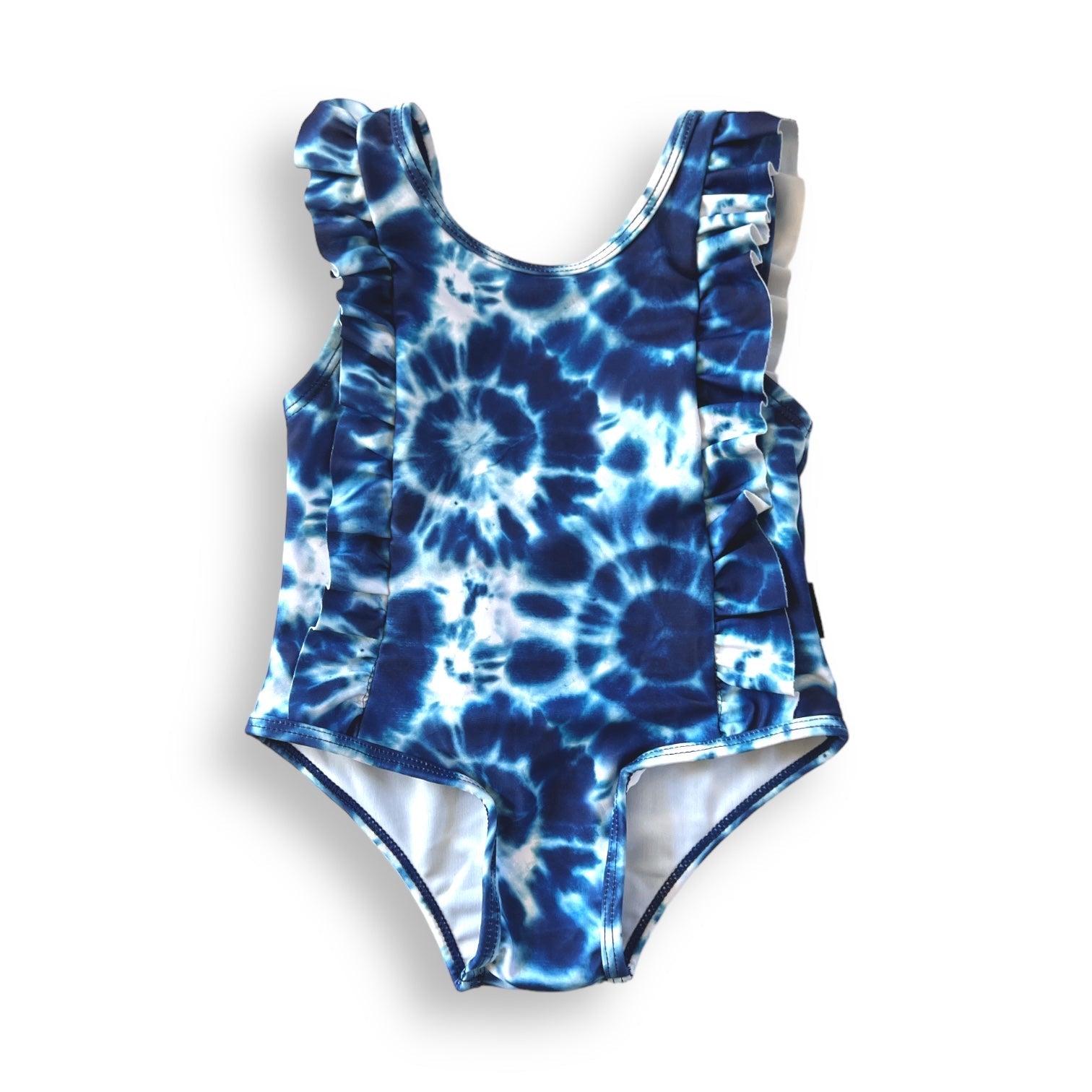 RUFFLE SWIMSUIT - Blue Tie Dye - Tenth & Pine - Ruffle Swimsuit - 6/12m - millie + roo